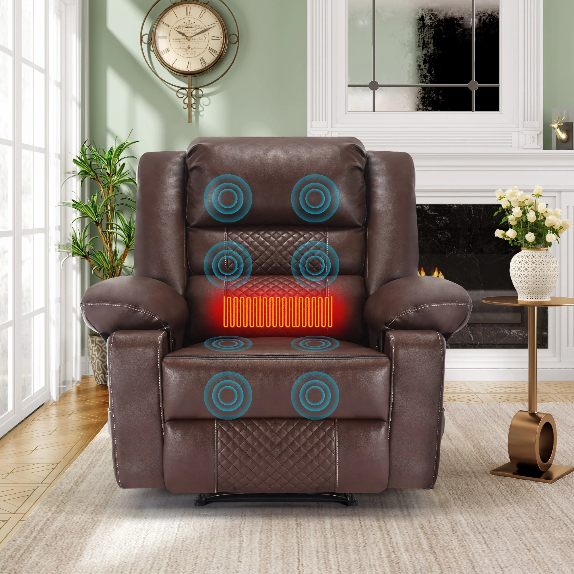 Manual Recliner Chair with 8?Point Massage, Lumbar Heat & Multi?Angle Recline