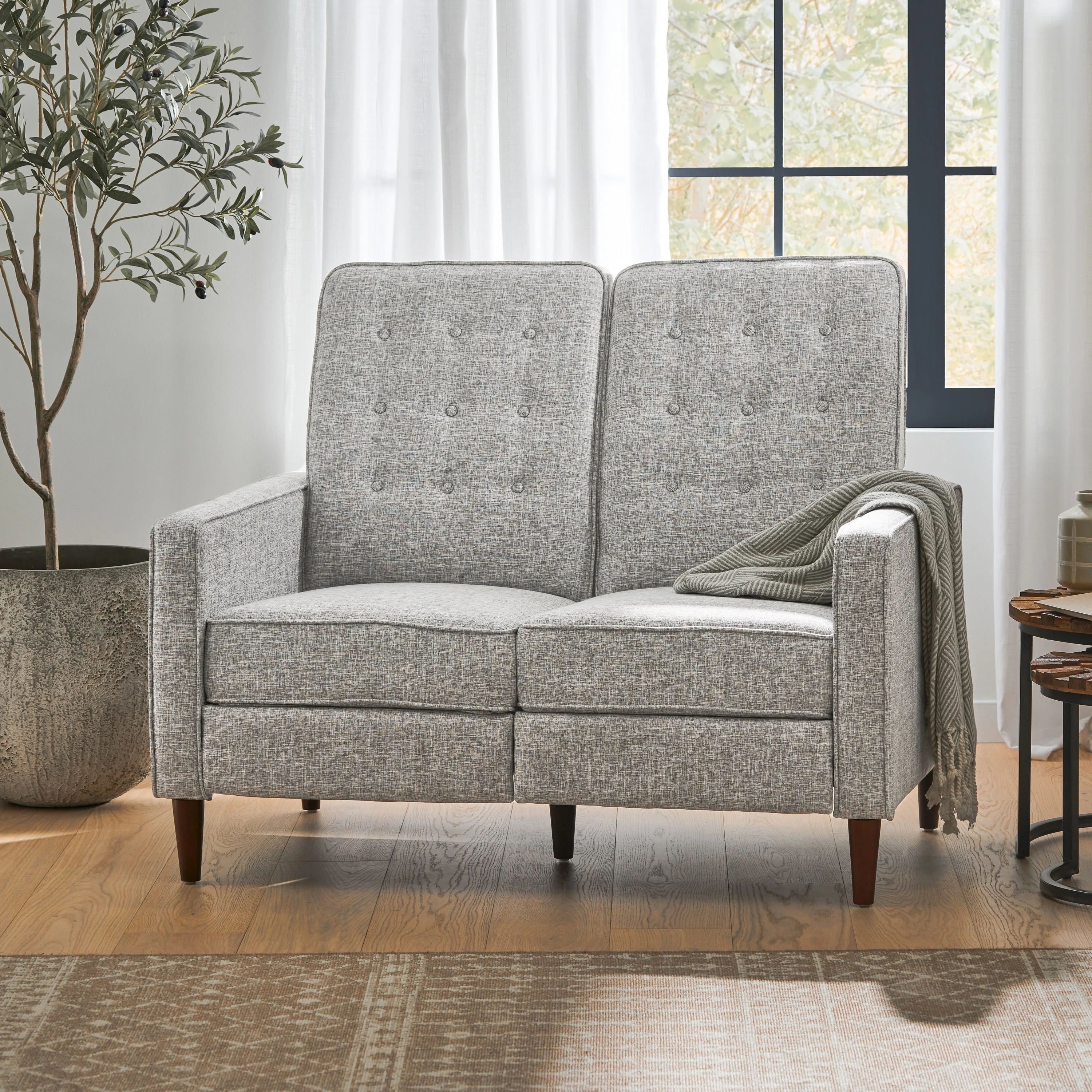 Denison Upholstered Loveseat Pushback Recliner by Christopher Knight Home