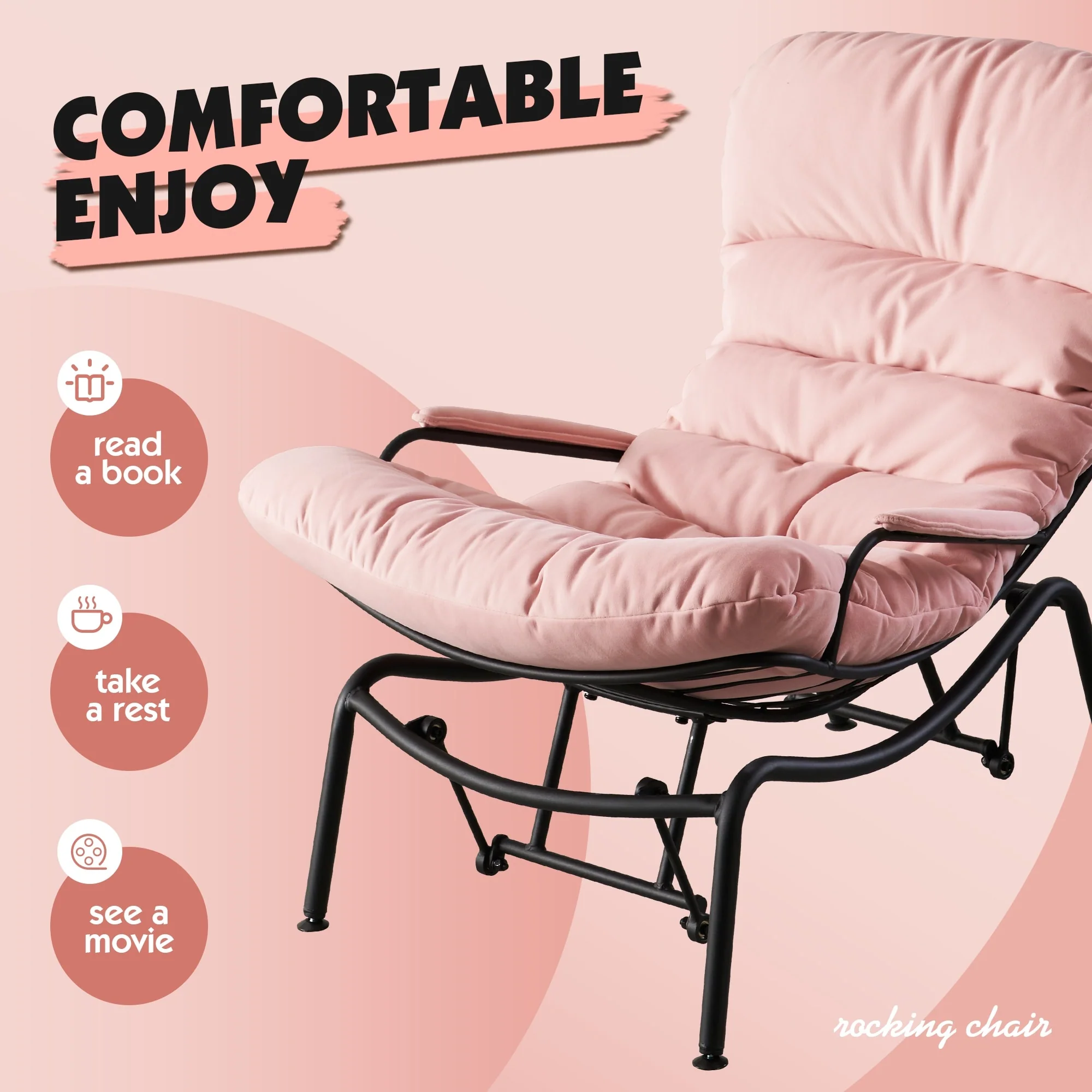 OVIOS Living Room Accent Chair Rocking Recliner Chair with Ottoman