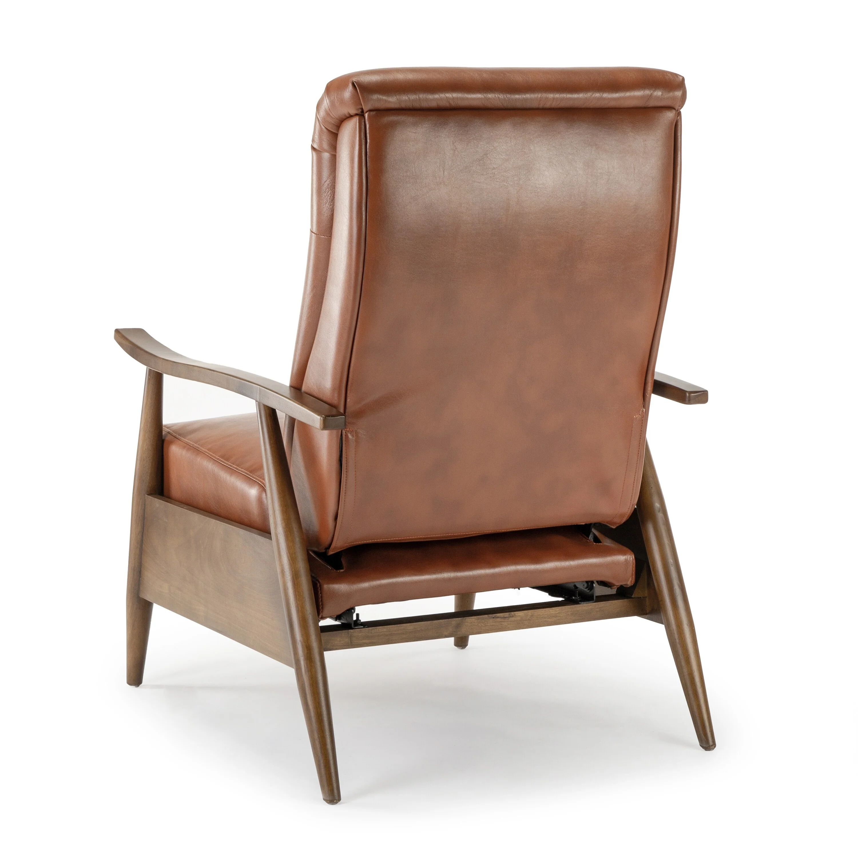 Sarasota Wood Arm Push Back Recliner - Caramel