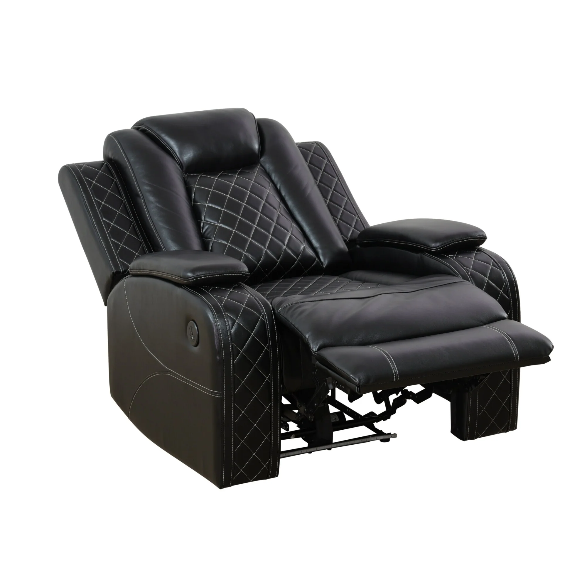 Modern Breathing Leather Recliner Chair with Ambient Lighting and USB-Powered LED