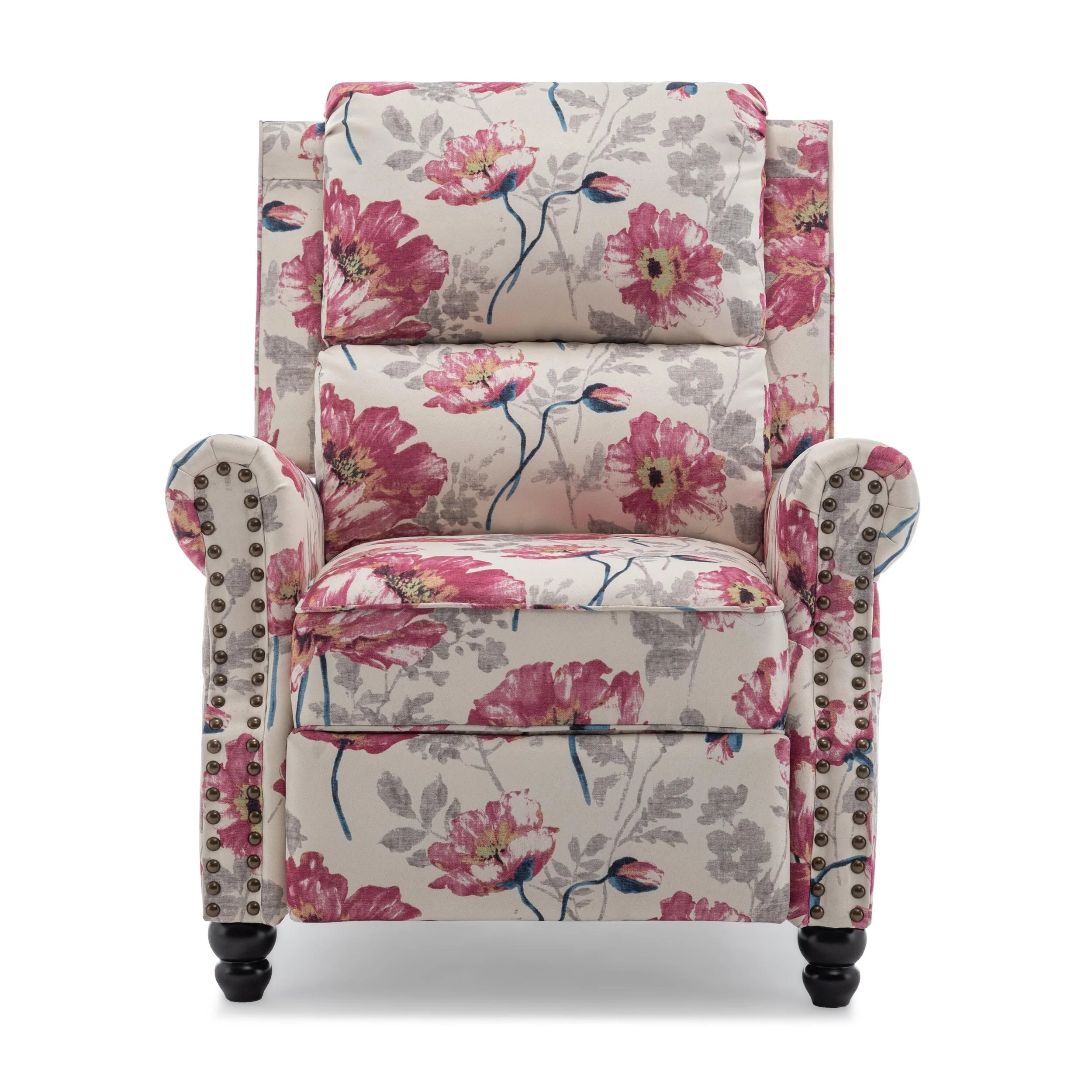 2 Set Nail-head Padded Seat Pushback Recliner Chair