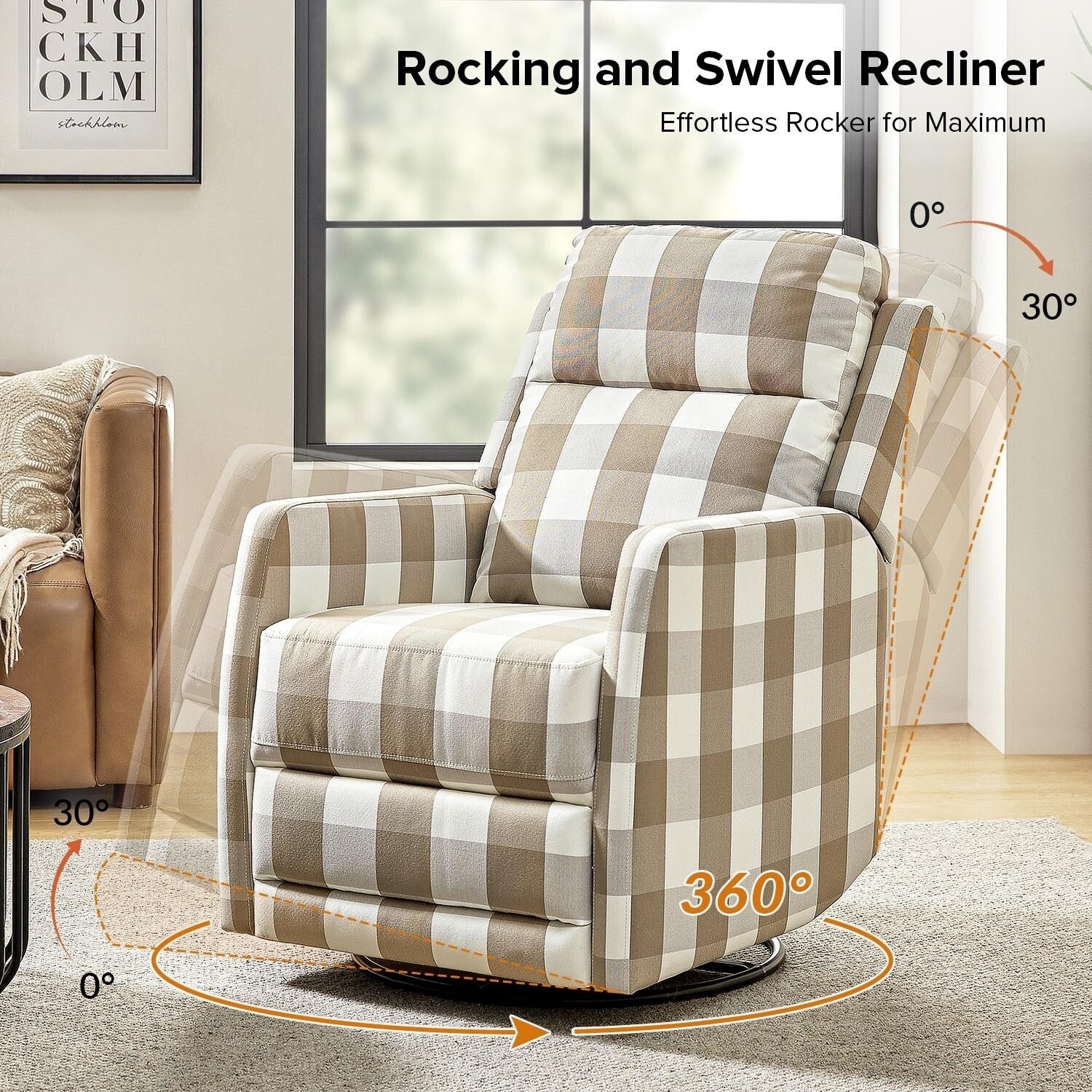 Diana Modern Polyester 360-degree Swivel Rocker Recliner by HULALA HOME