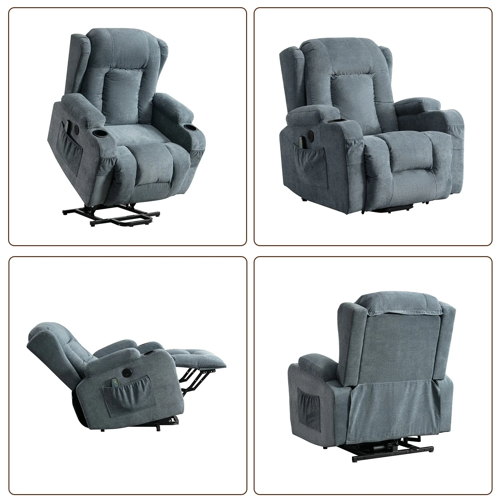 Modern Power Lift Recliner Chair w/Massage  Heat, Infinite Position