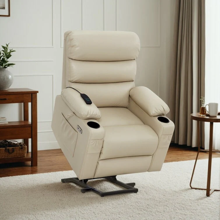 Power Recliner Lift Assit Chair with Vibration Massage and Heat, Faux Leather, 350 lbs