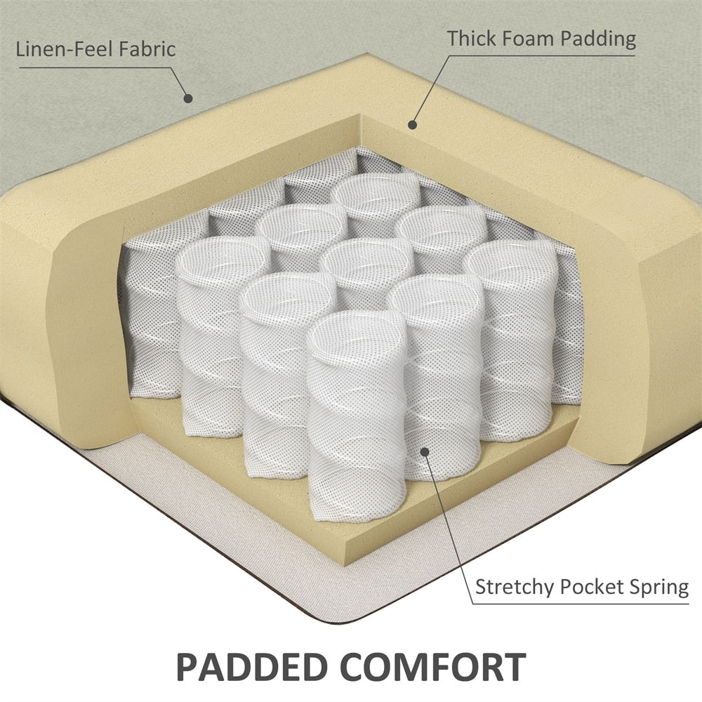 Massage Linen Recliner Chair with Heat,Footrest and Side Pocket