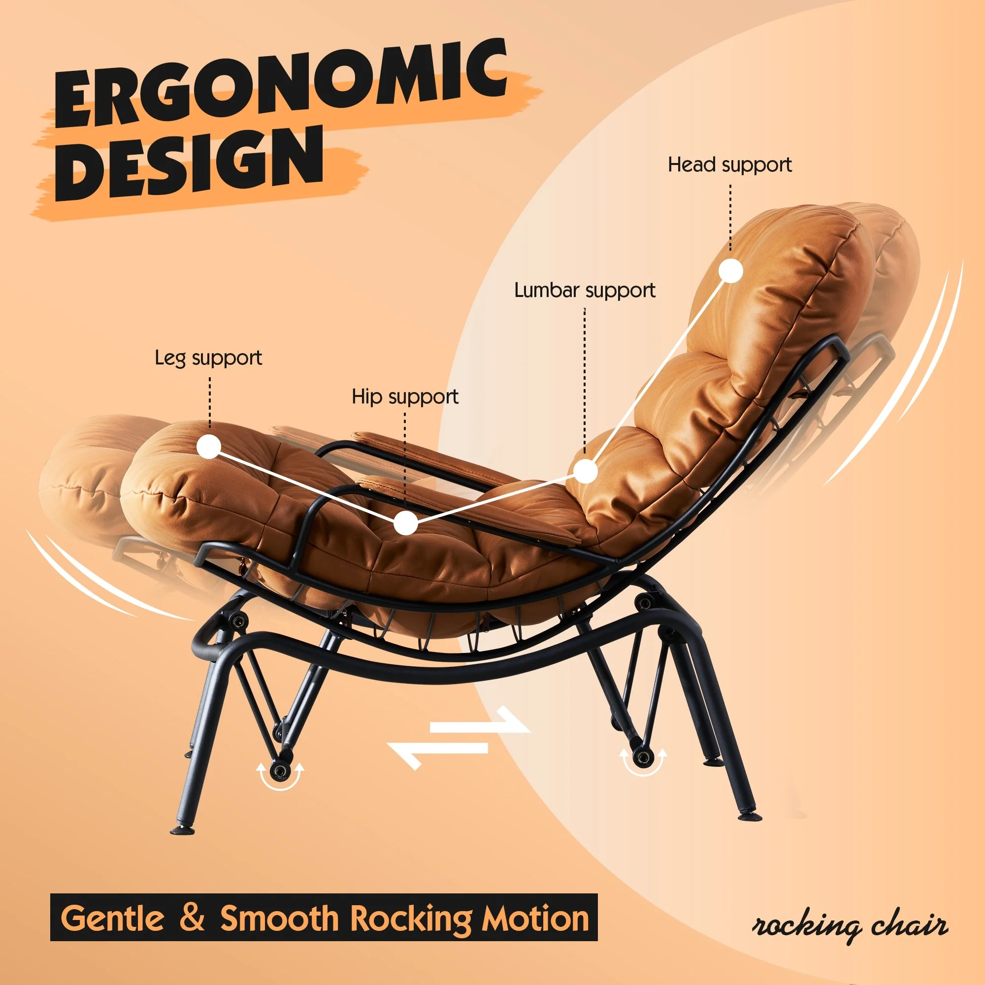 OVIOS Living Room Accent Chair Rocking Recliner Chair with Ottoman