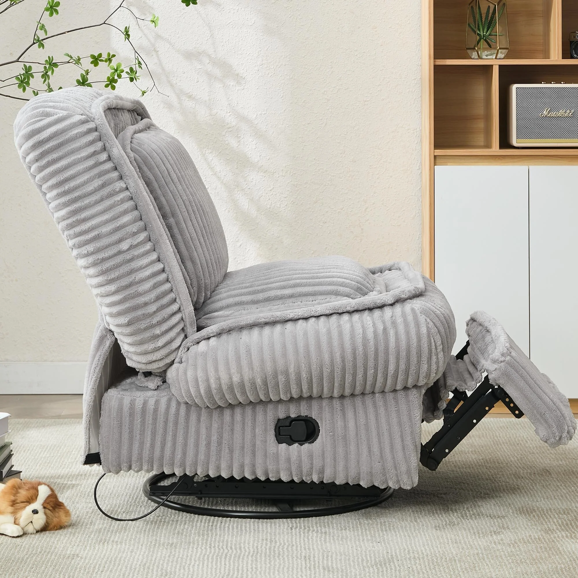 360�� Swivel Rocking Single Sofa,Recliner Sofa, Manual Glider Rocking Armless Chair,Living Room Office