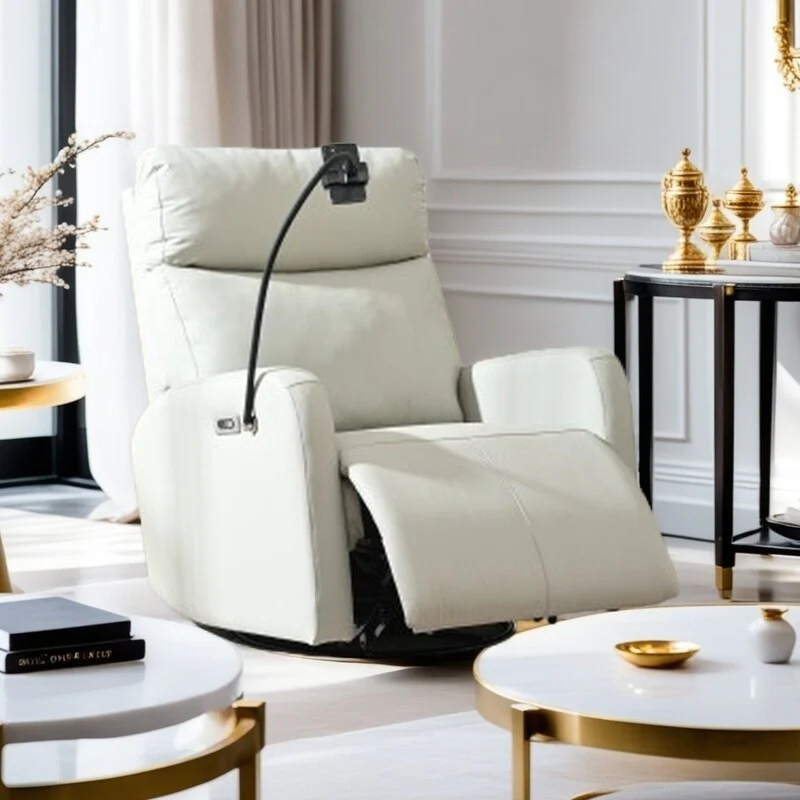 Electric Reclining Glider Chair with 270�� Swivel, Adjustable Footrest, USB & Type-C Charging Ports for Nursery and Living Room