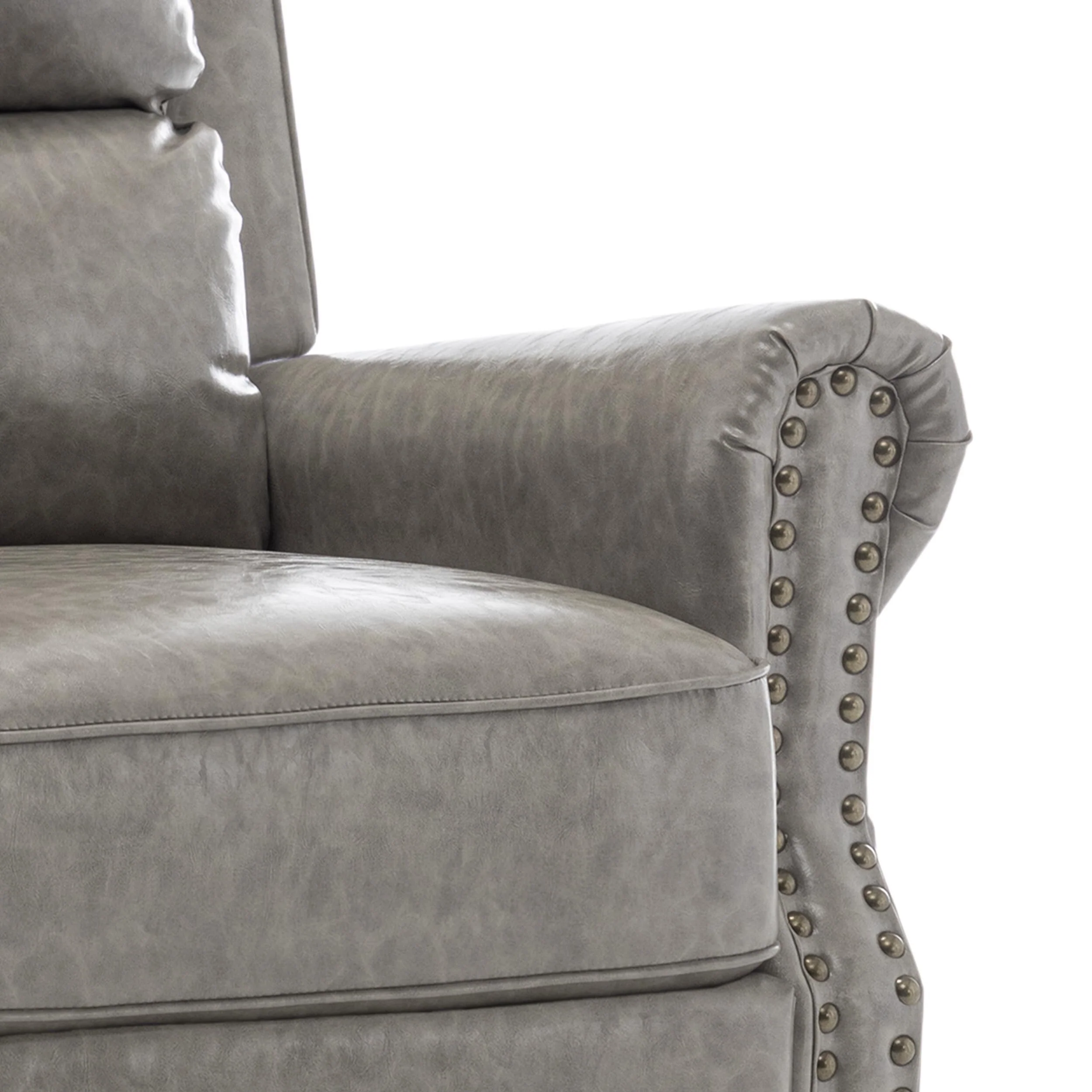 2 Set Nail-head Padded Seat Pushback Recliner Chair