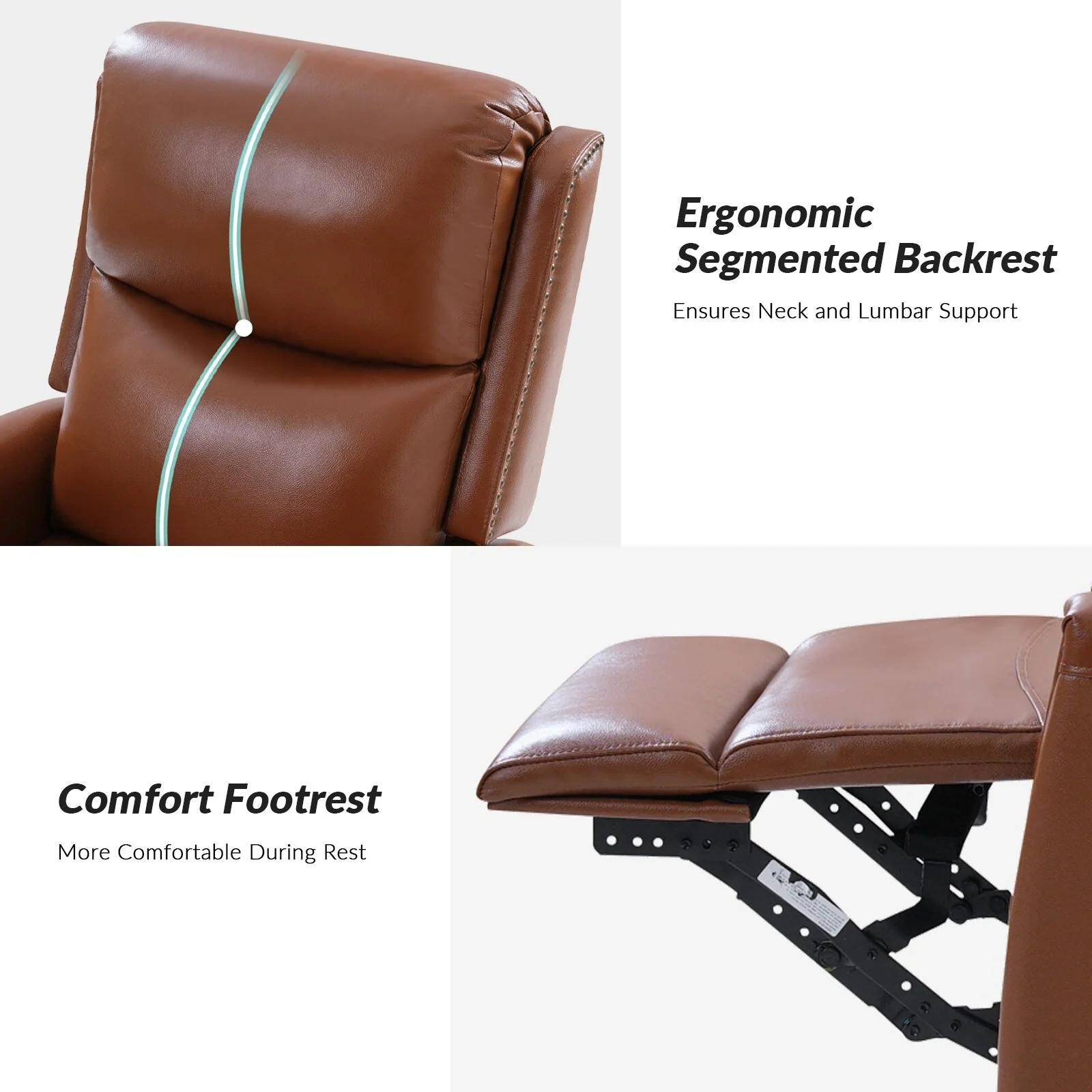 Fiacro 30.31Wide Modern Genuine Leather Wingback Swivel Rocker Recliner with Nailhead Trims