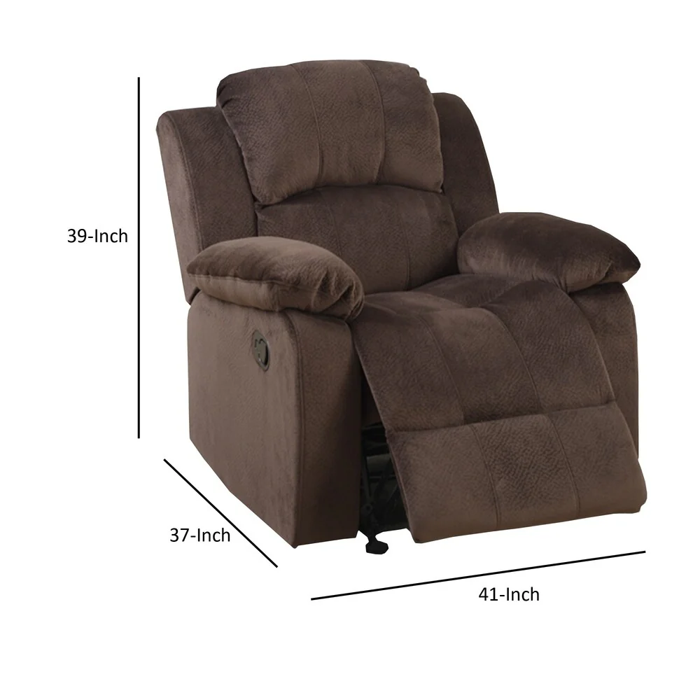 Chocolate Brown Suede Fabric Rocker Recliner Chair