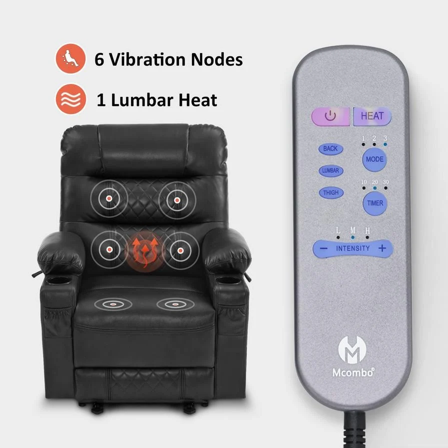 MCombo Electric Power Recliner Chair with Heat and Massage, Leather PR621