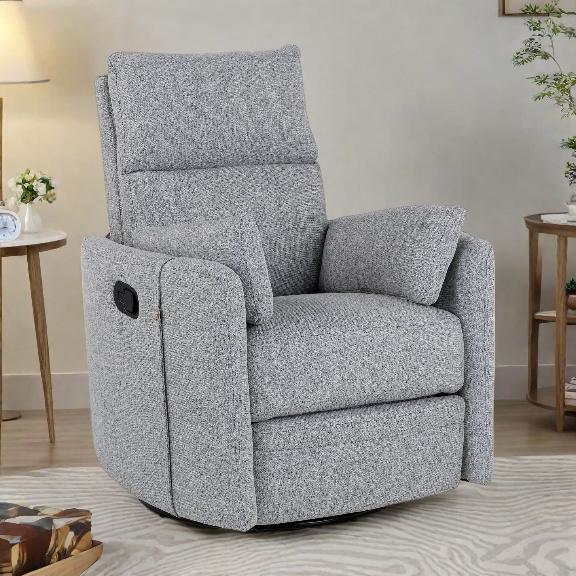 360�� Swivel Manual Recliner with Rocking, Adjustable Backrest, Ergonomic Armrests