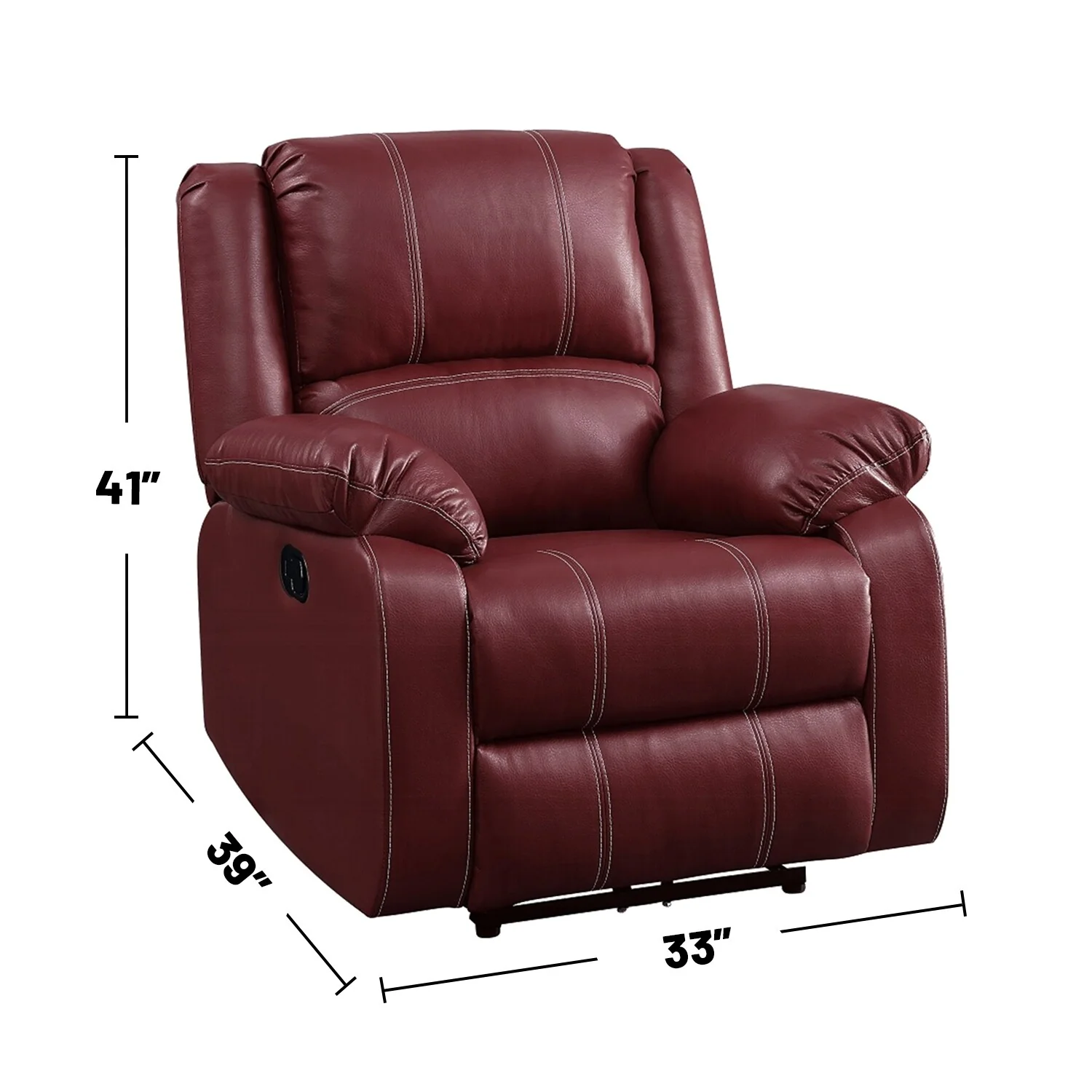 Synthetic Leather Upholstered Manual Motion Rocker Recliner in Red