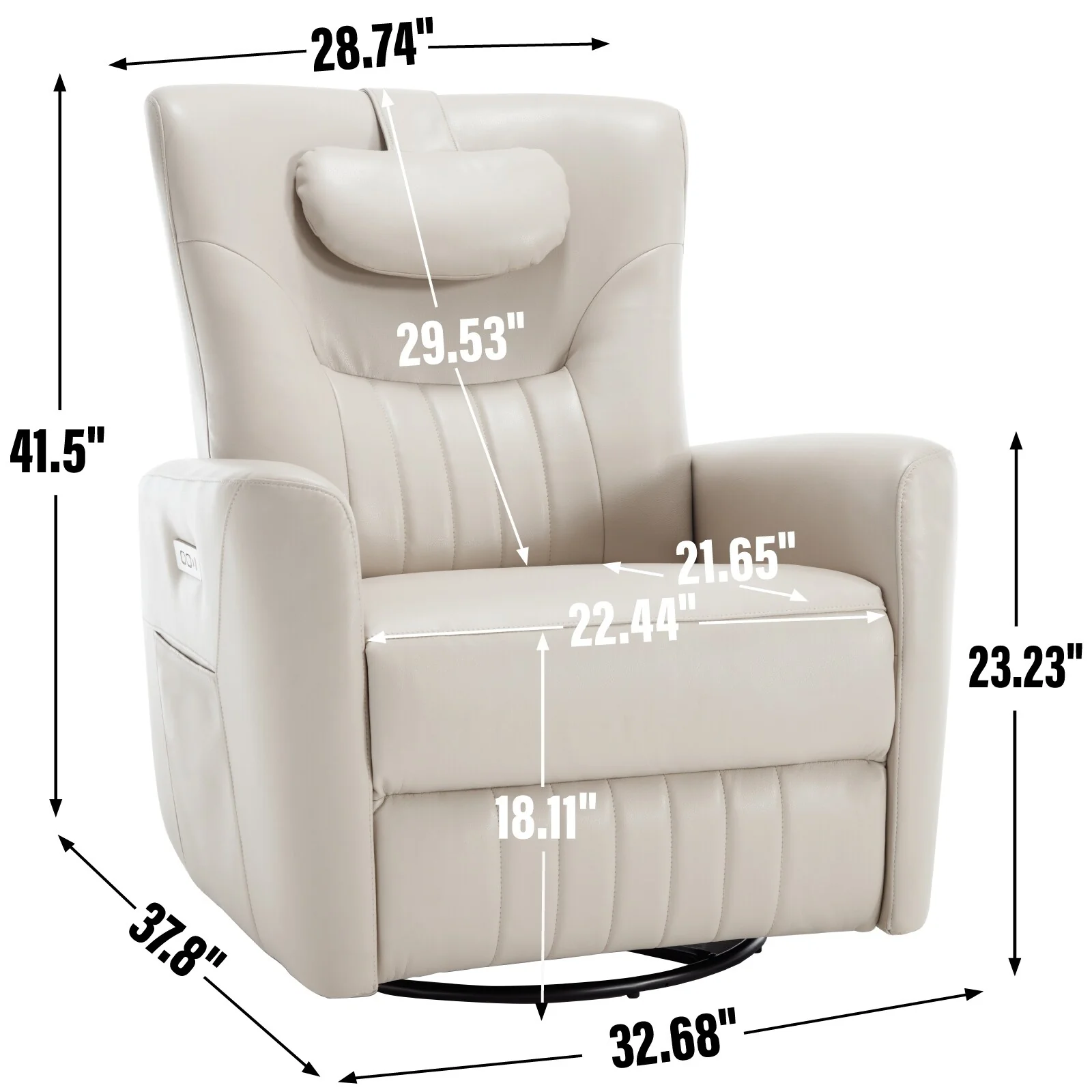 Swivel and Rocker Power Recliner Chair with Lumbar