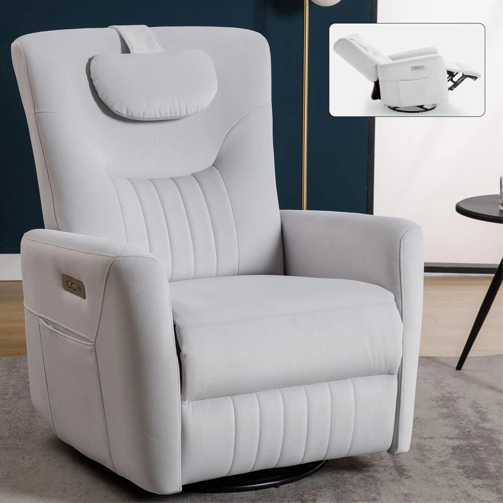Swivel and Rocker Power Recliner Chair with Lumbar