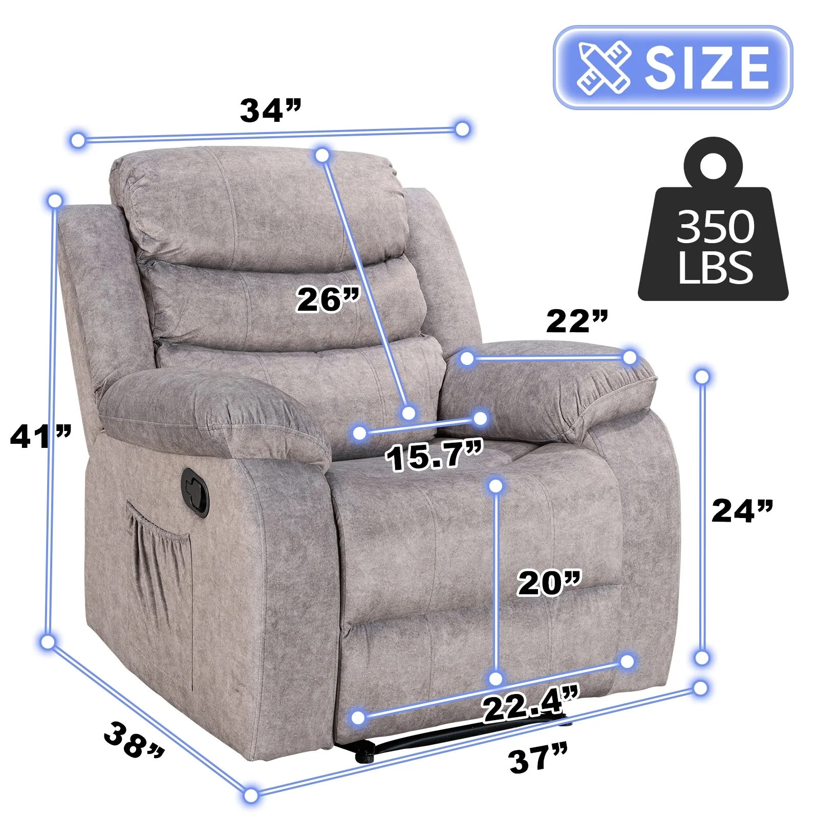 Super Soft Manual Heated and Massage Recliner Chair