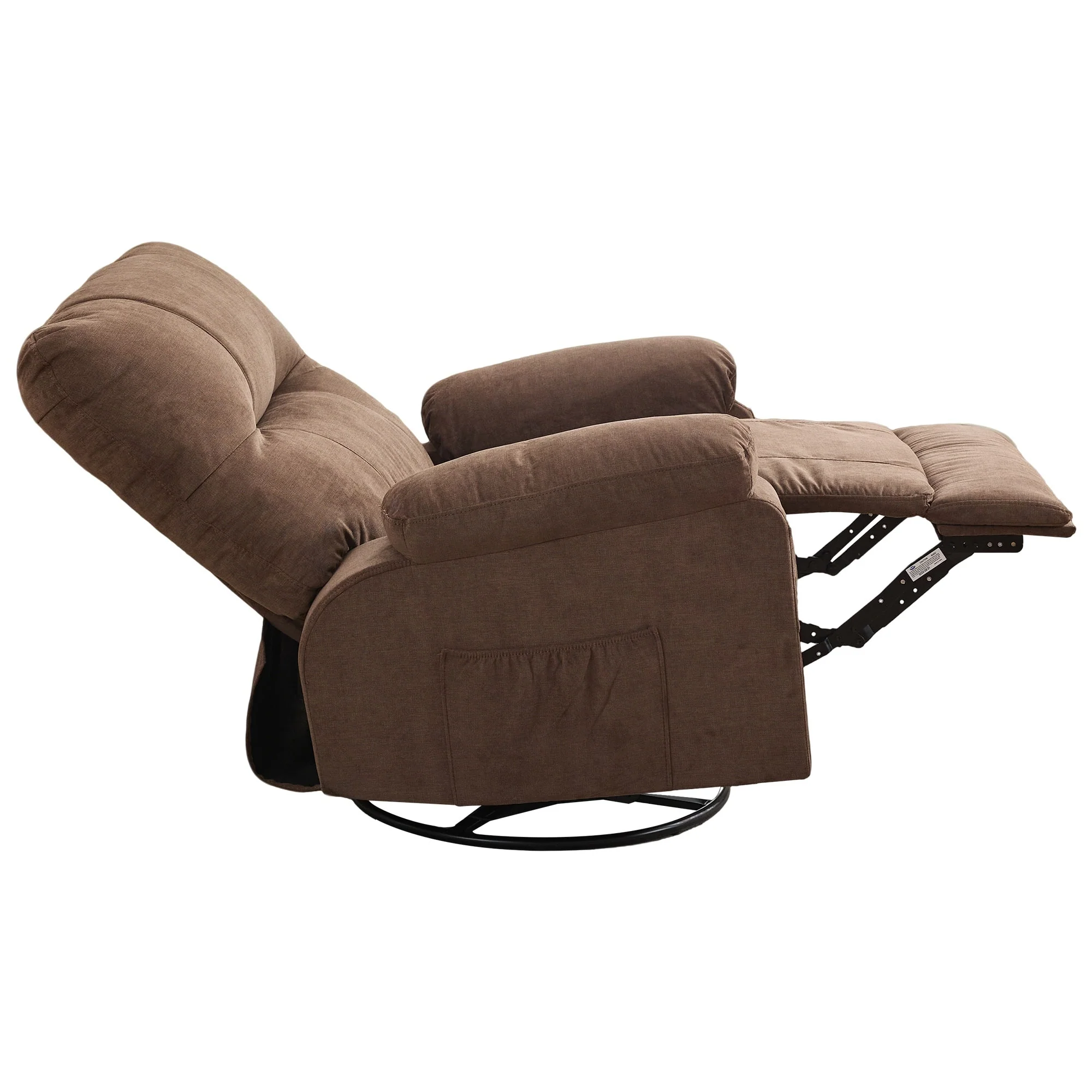 360�� Rotating Recliner Chair with Adjustable Backrest, Swivel Rocking Armchair with Footrest, Soft Cushions & Side Pockets
