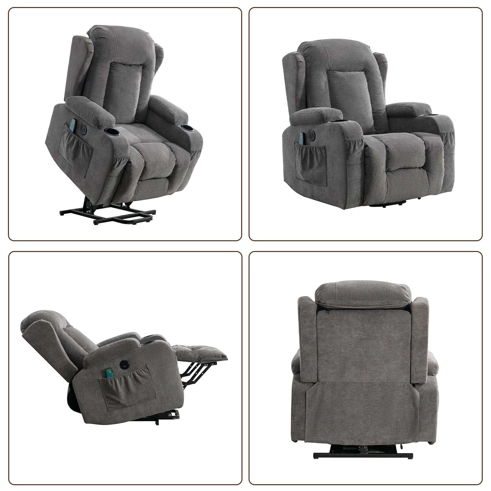 Modern Power Lift Recliner Chair w/Massage  Heat, Infinite Position
