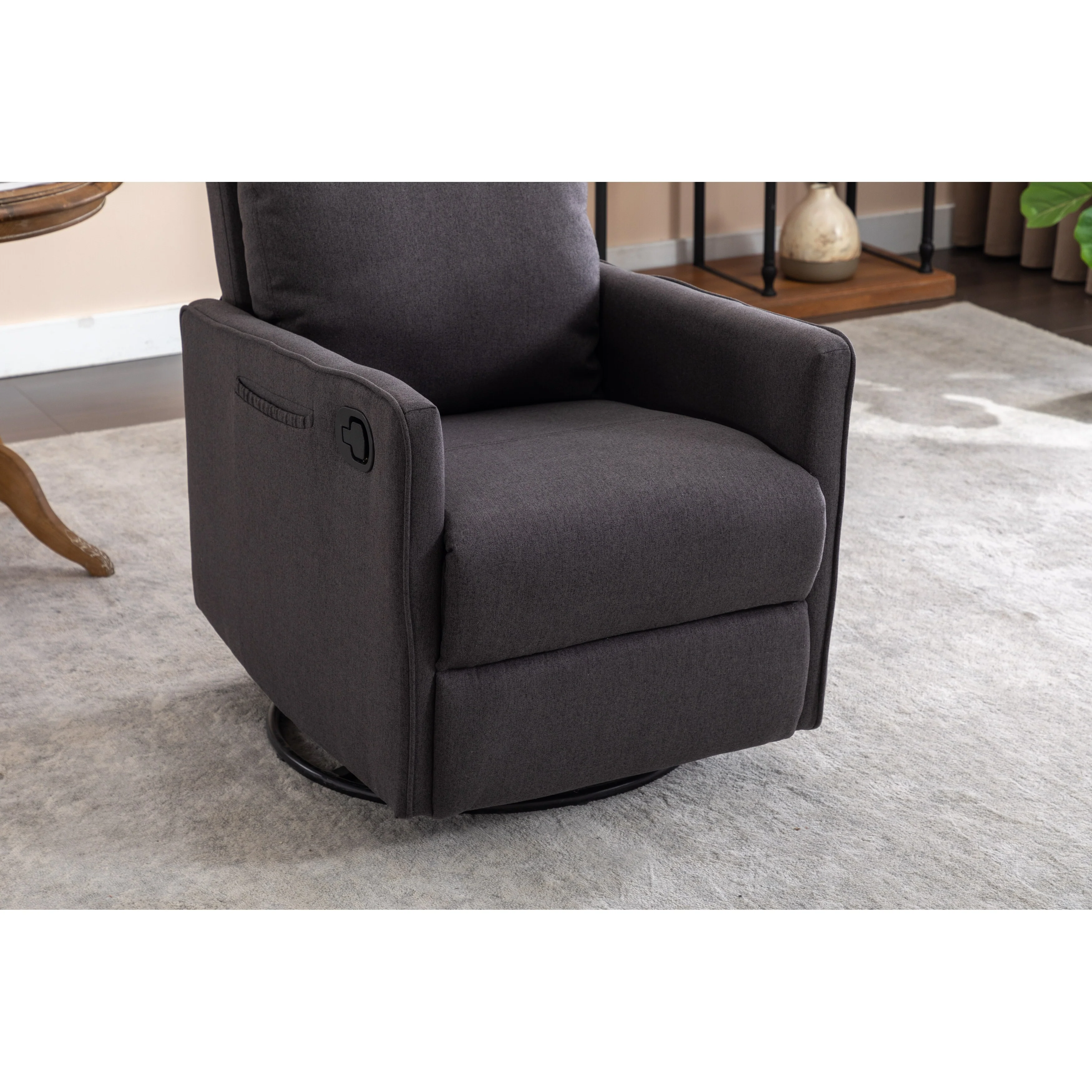 Manual Swivel Rocker Recliner Chair with Adjustable Back & Footrest