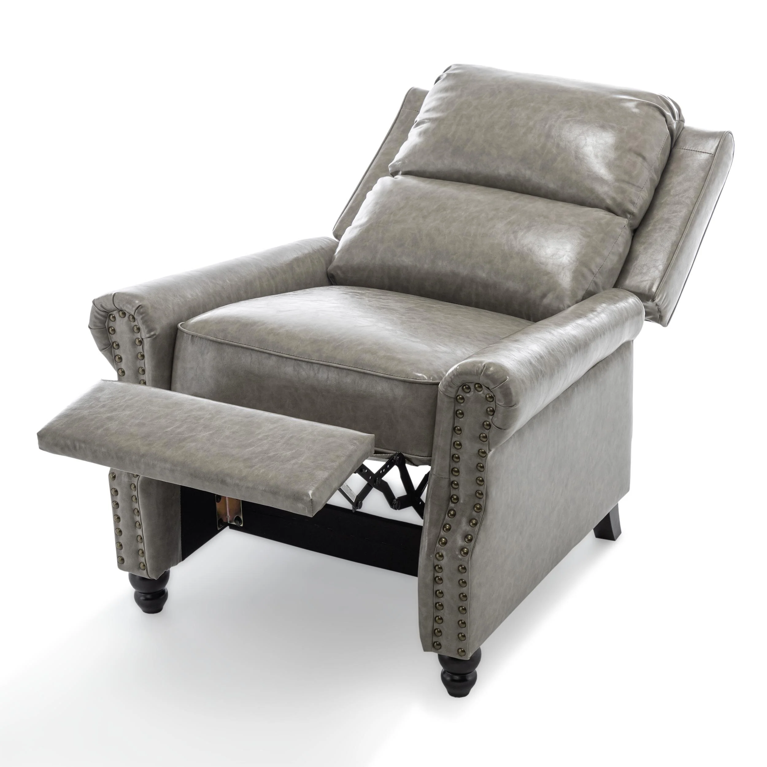 Alisa 35'' W Vegan Leather/ Linen Glider Push Back Recliner Chair