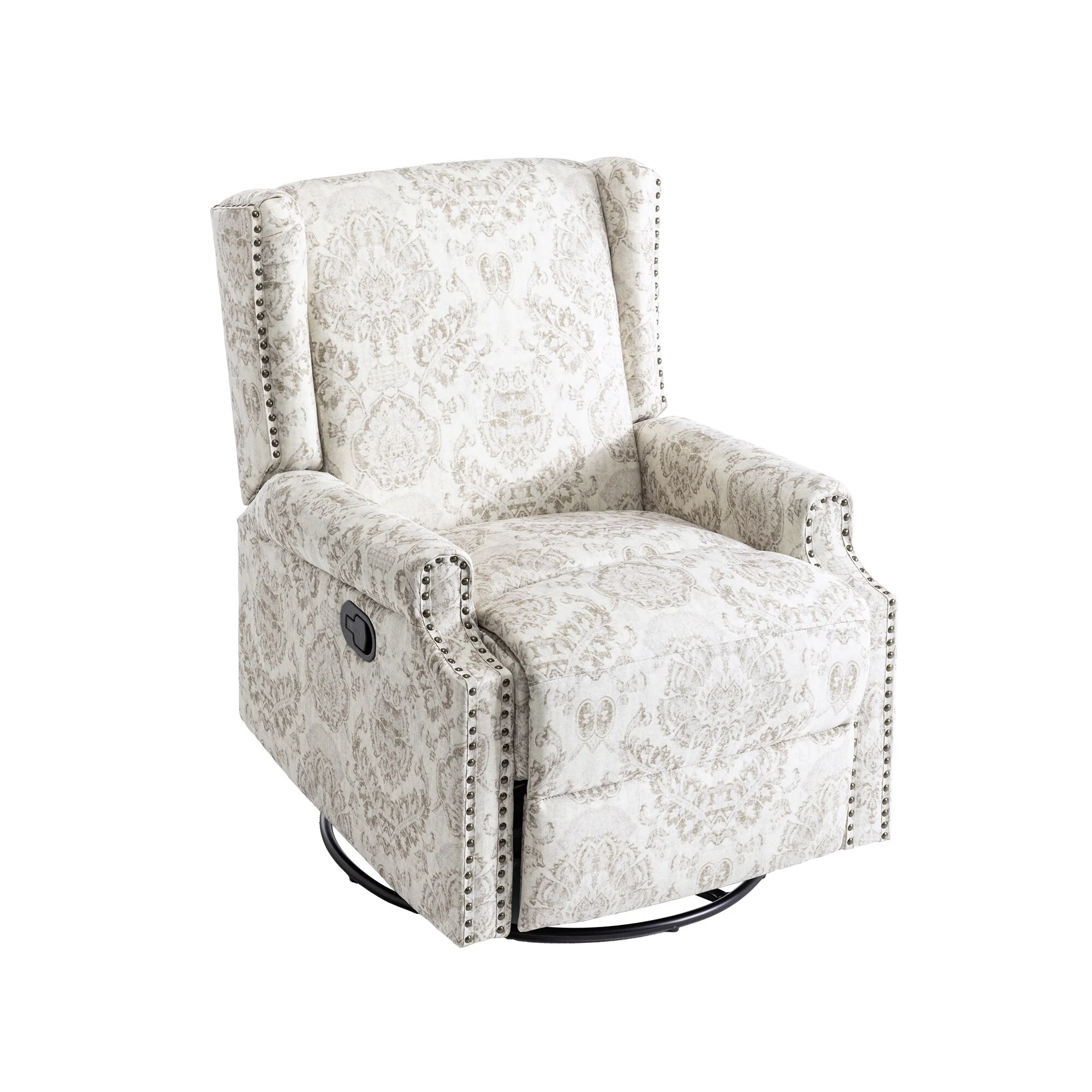 Linen Manual Swivel Base Recliner Chair with Footrest