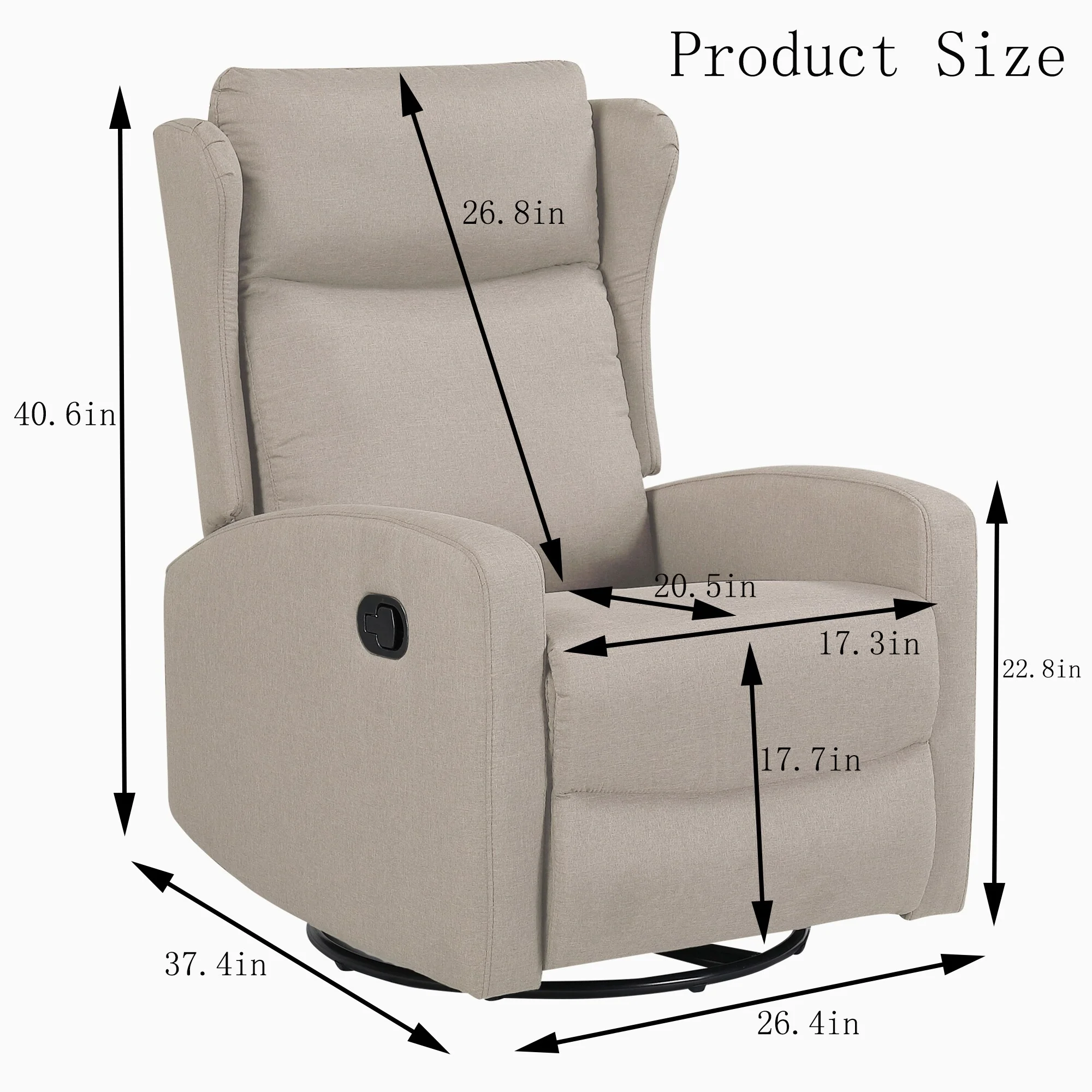 360�� Swivel Rocker Recliner Chair with 3?Position Back & Rocking