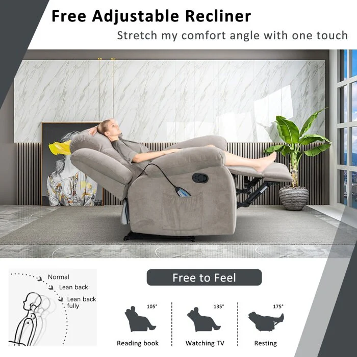 Soft Recliner Chair with Massage and Heat Function