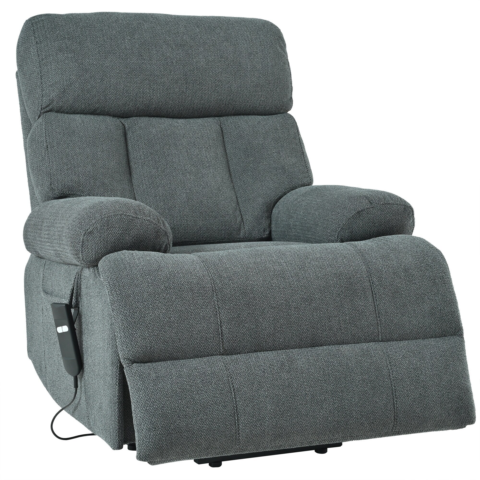 Flannel Power Lift Recliner with Side Pocket