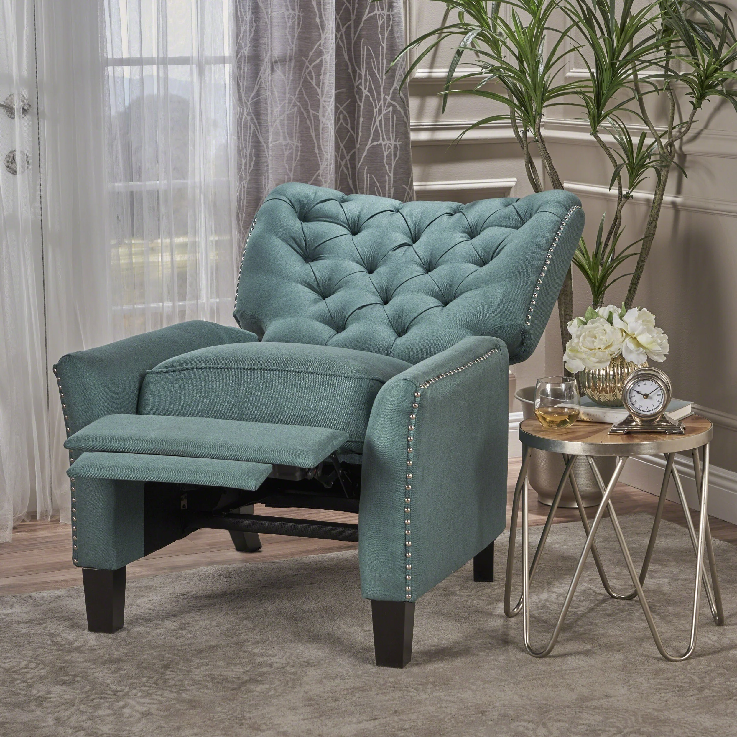 Cerelia Tufted Fabric Recliner by Christopher Knight Home