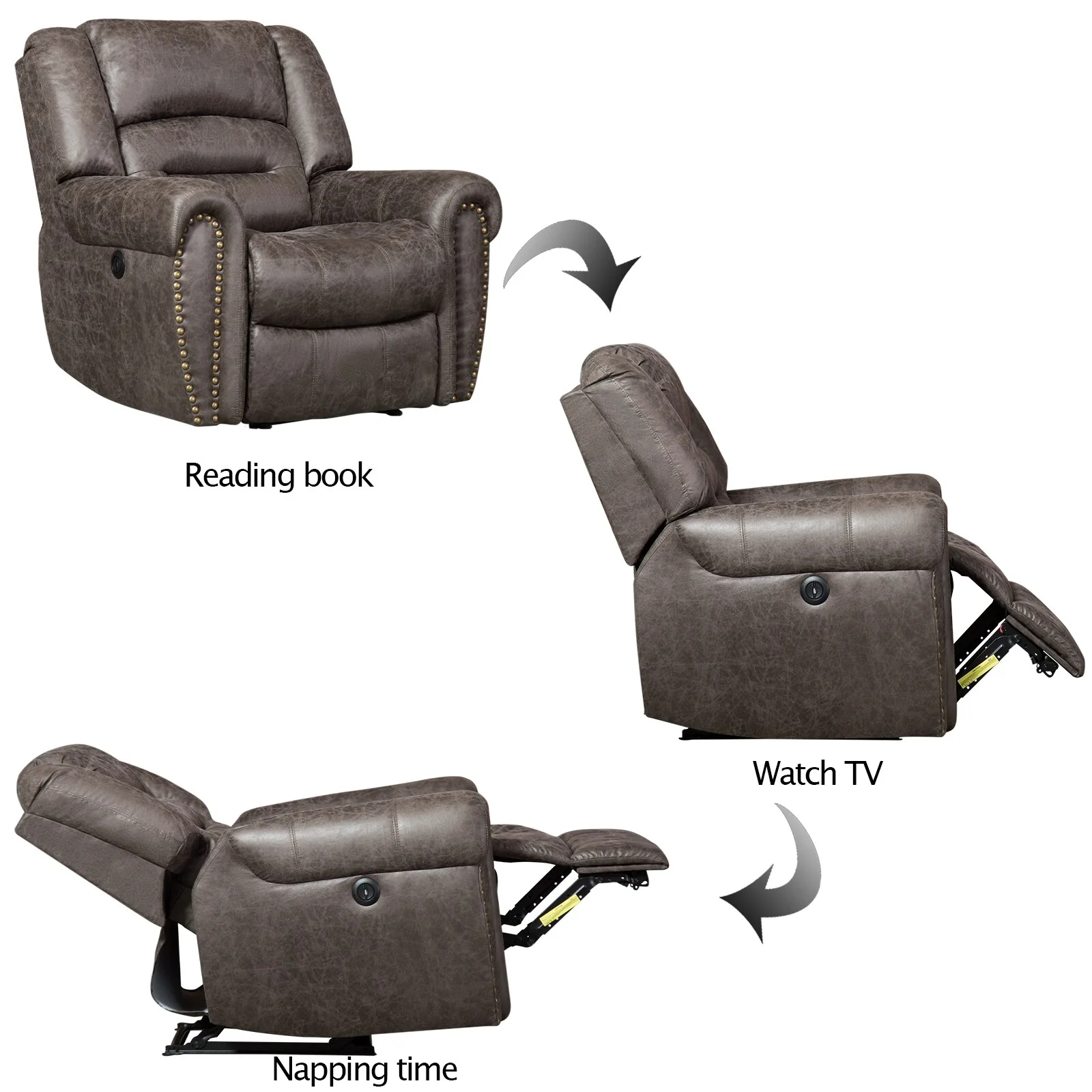 Overstuffed Manual Standard Recliner Chair Sofa