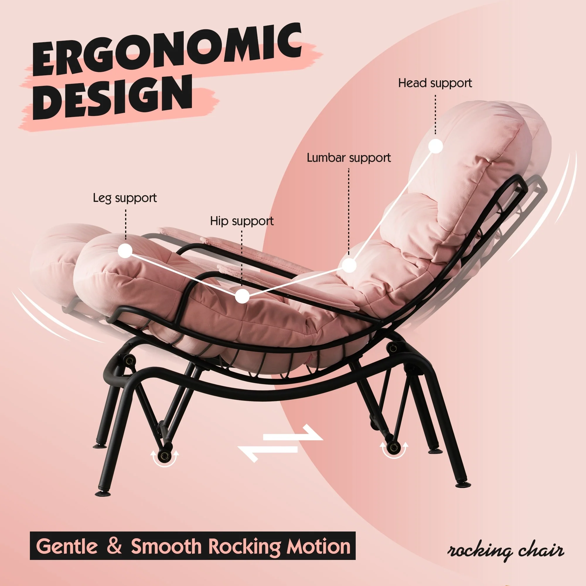 OVIOS Living Room Accent Chair Rocking Recliner Chair with Ottoman