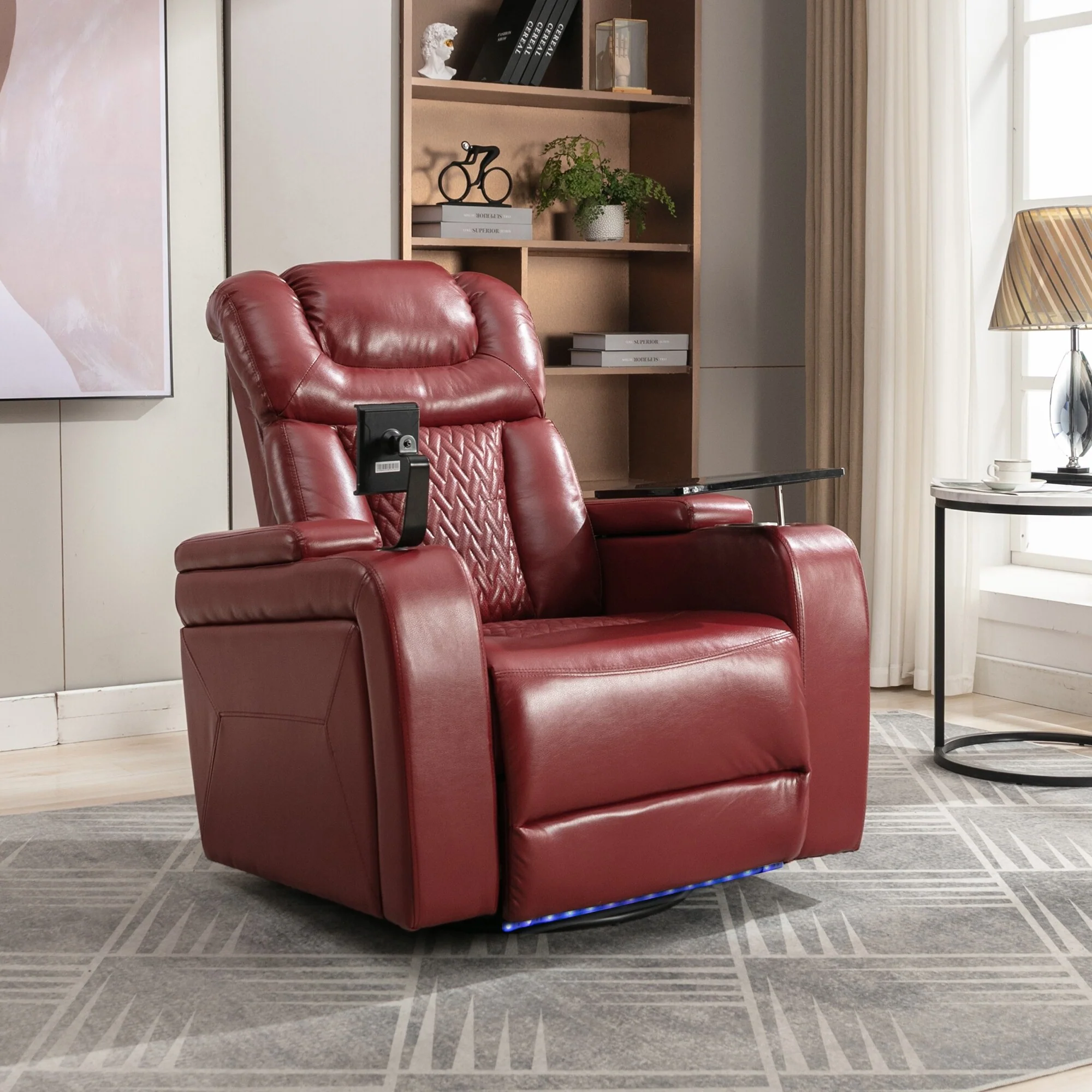 Power Recliner Chair with 270�� Swivel, Tray, USB & Cup Holders