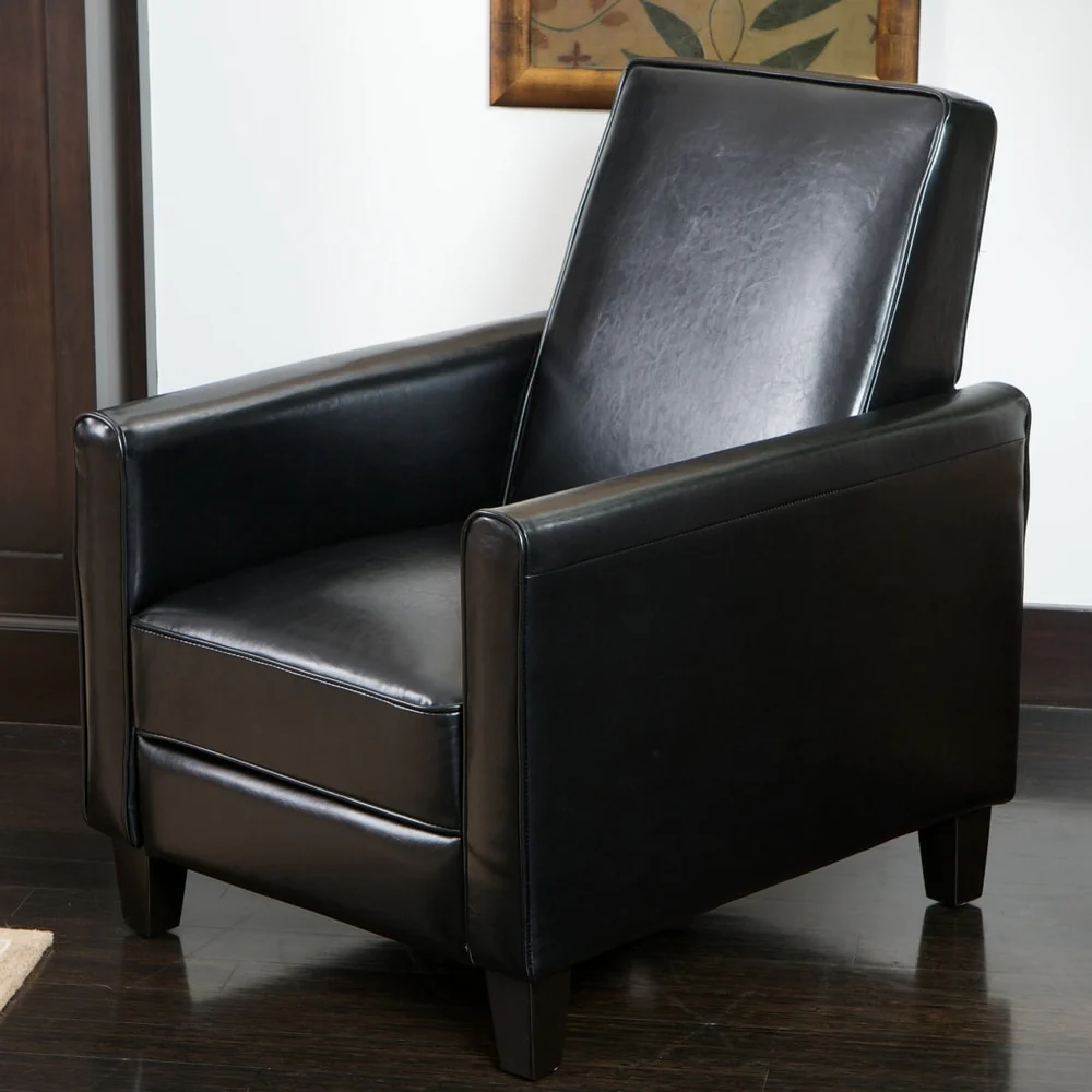 Darvis Black Bonded Leather Recliner Club Chair by Christopher Knight Home