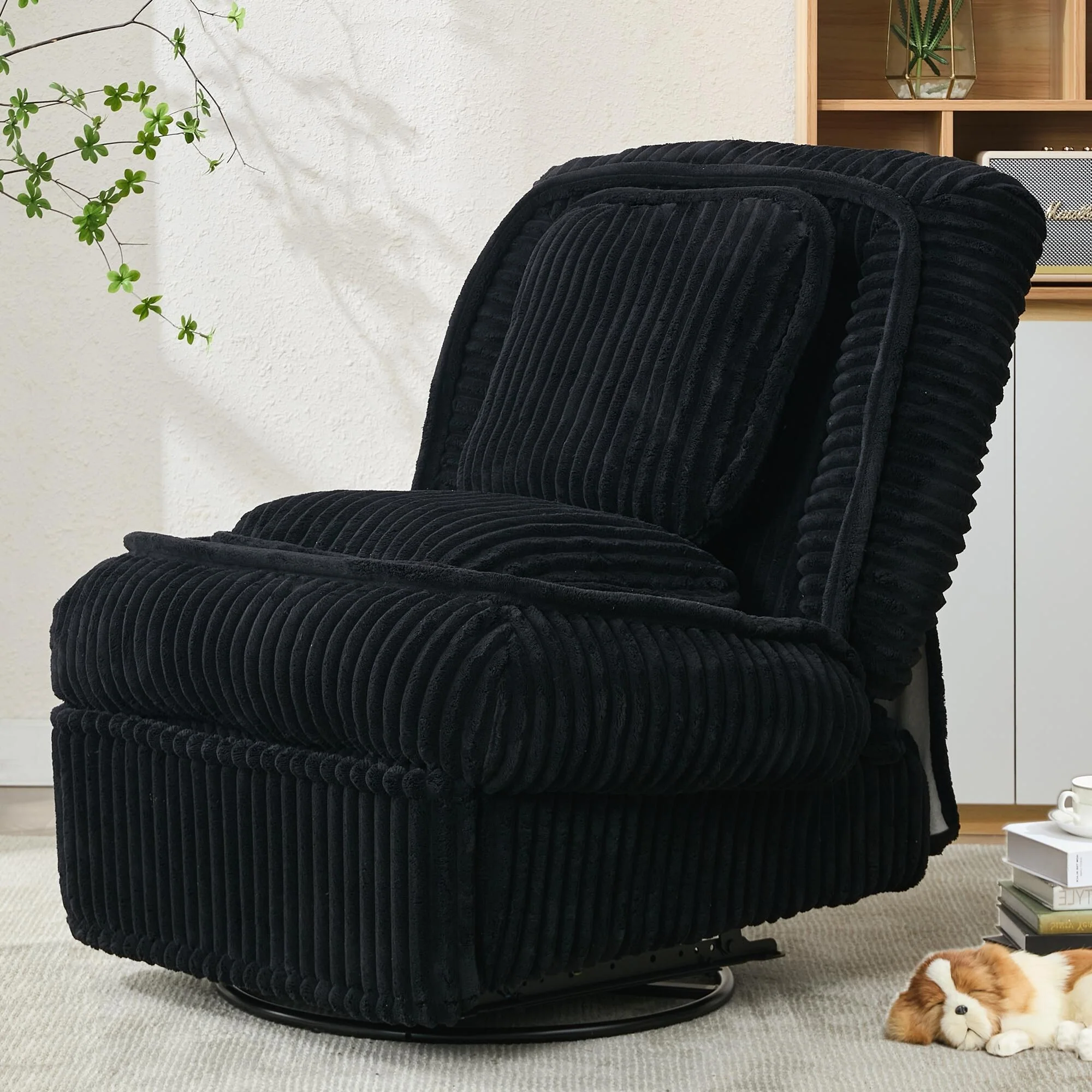 360�� Swivel Rocking Single Sofa,Recliner Sofa, Manual Glider Rocking Armless Chair,Living Room Office