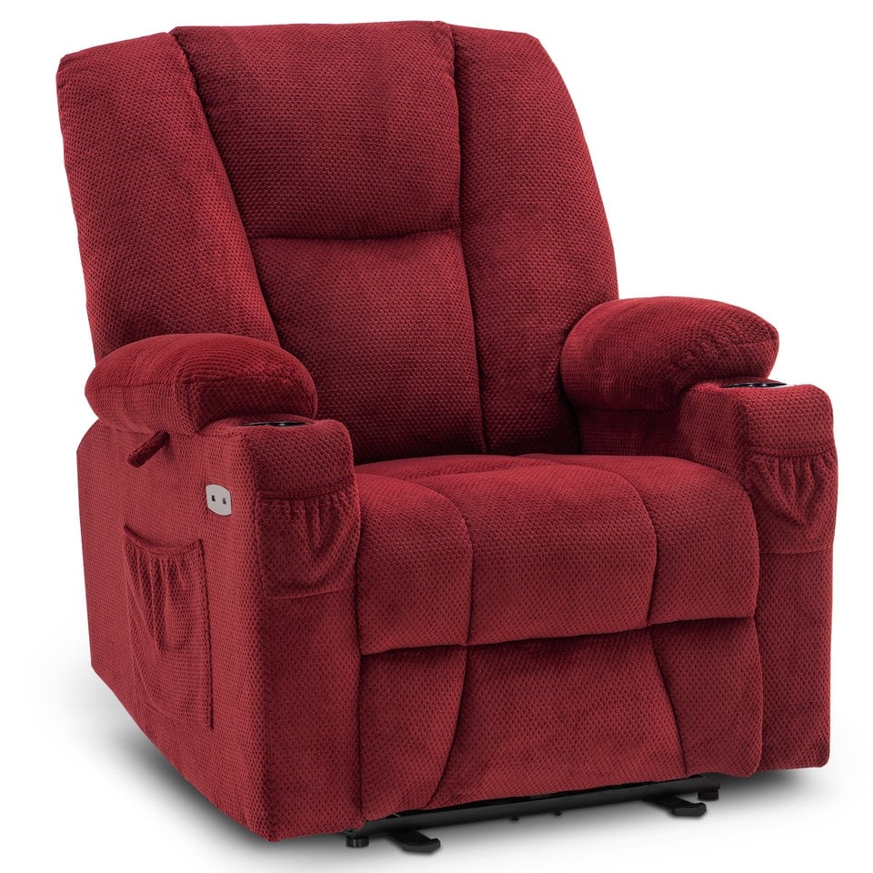 MCombo Electric Power?Recliner Chair with Massage  Heat, Plush Fabric 8015