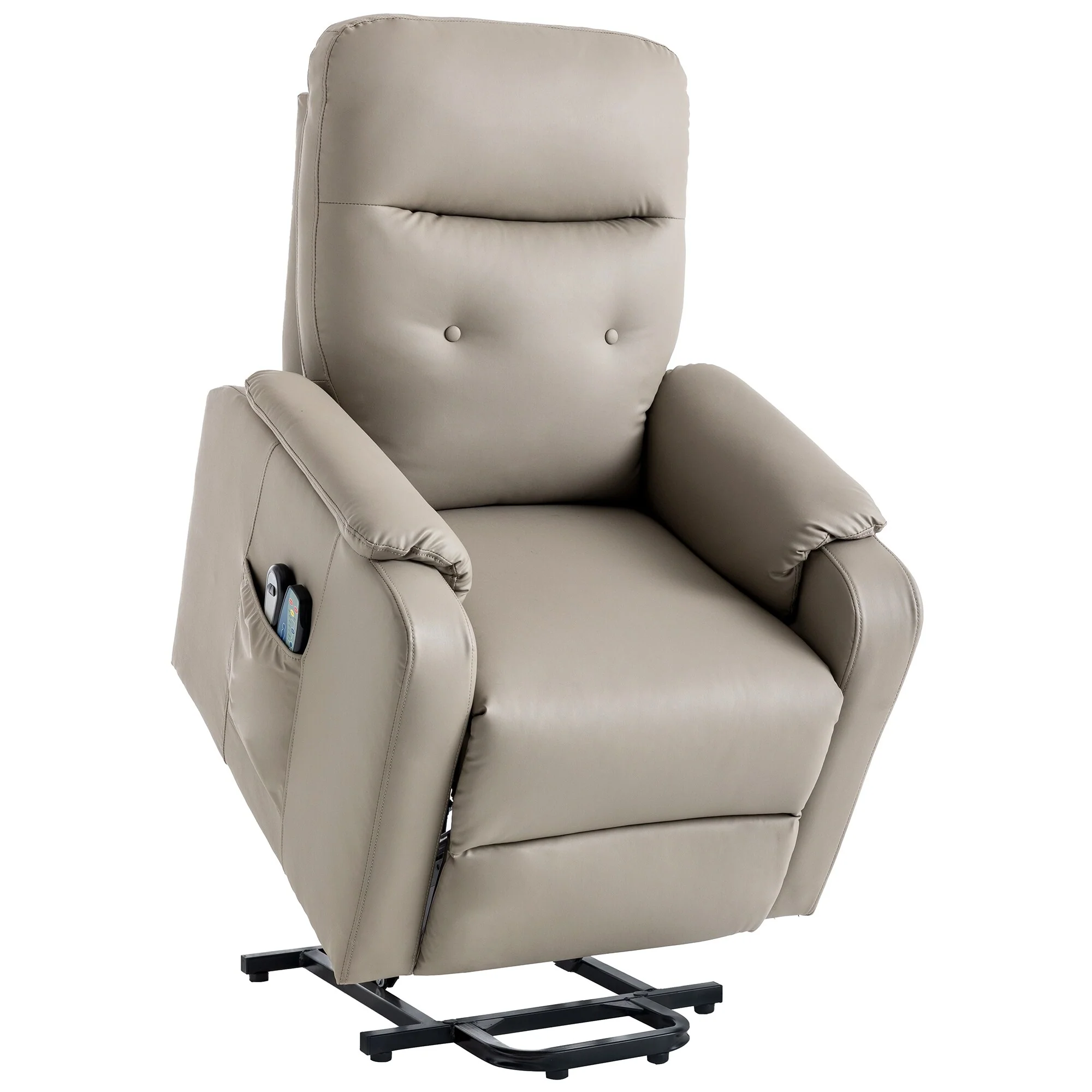 Blue Power Lift Recliner with Massage, Heat, and Side Pocket