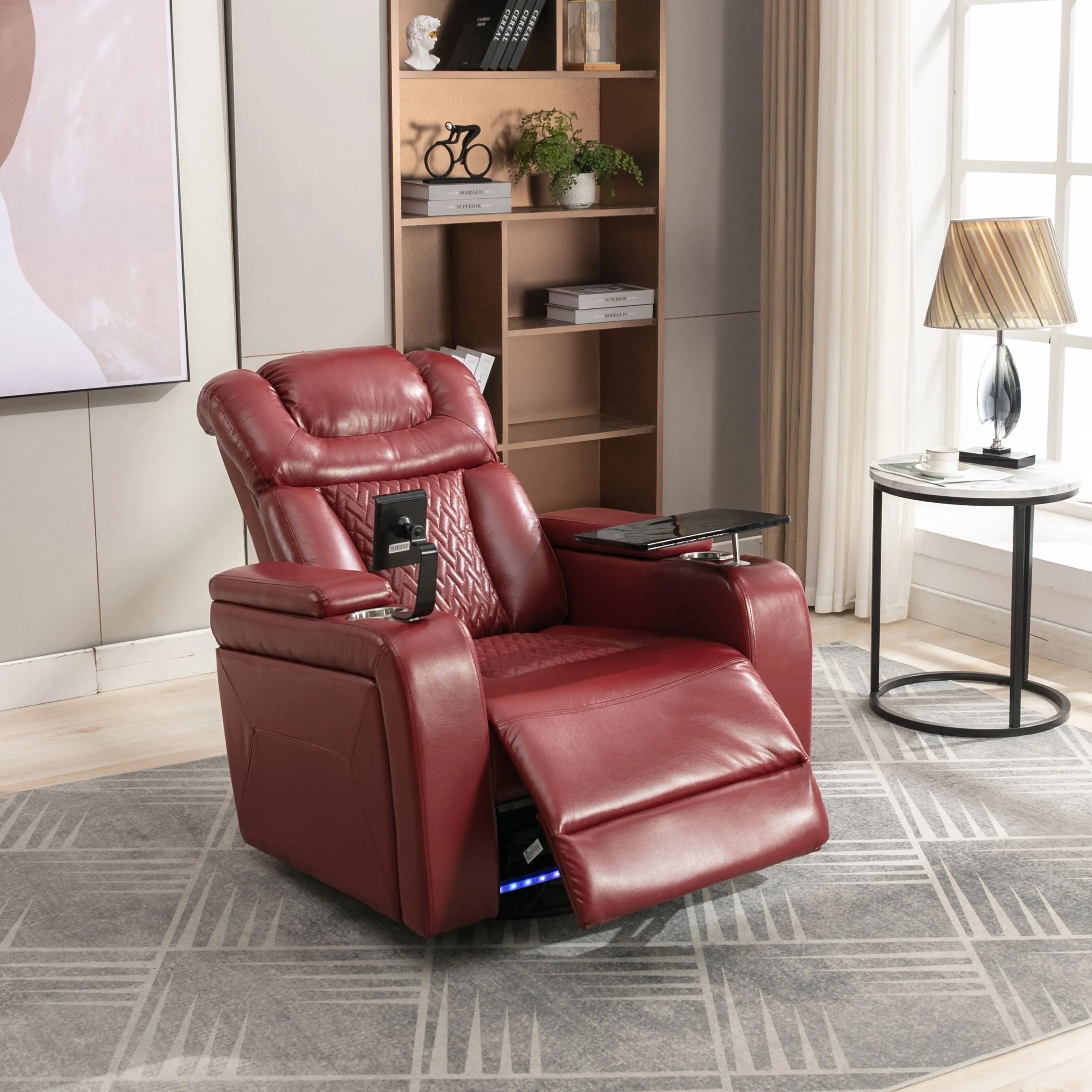 Power Recliner Chair with 270�� Swivel, Tray, USB & Cup Holders