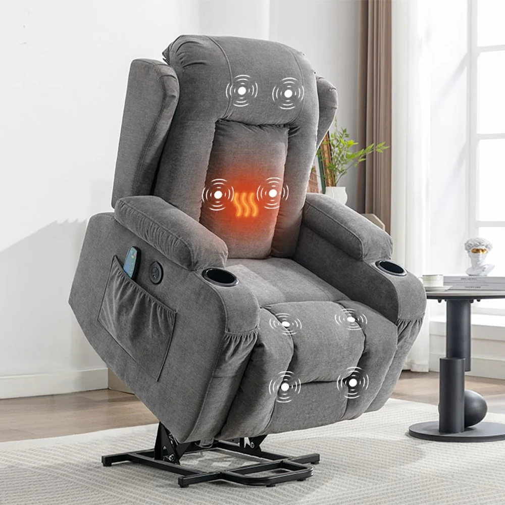 Modern Power Lift Recliner Chair w/Massage  Heat, Infinite Position