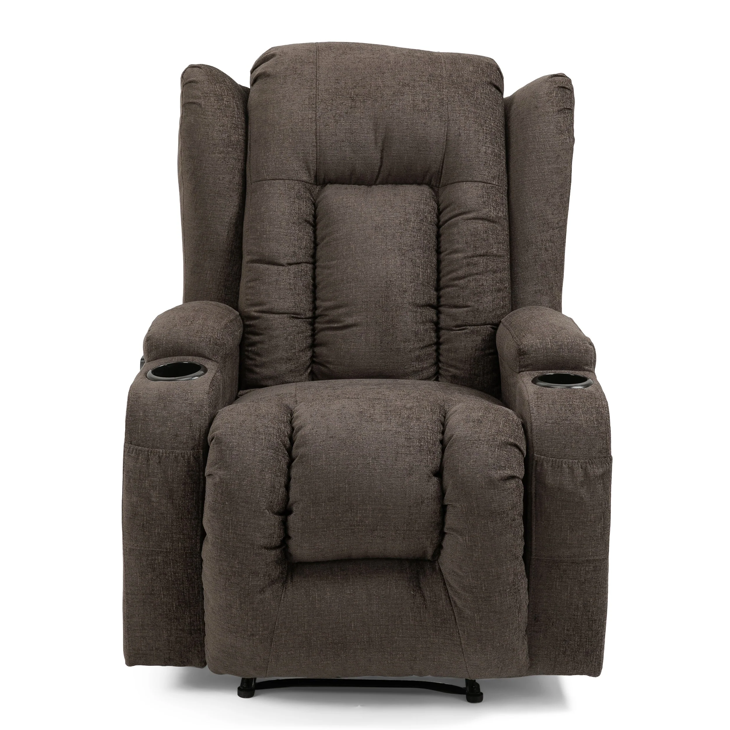 Massage Recliner with Heating, 5 Modes, Cup Holders, Remote Control, and Manual Reclining Feature