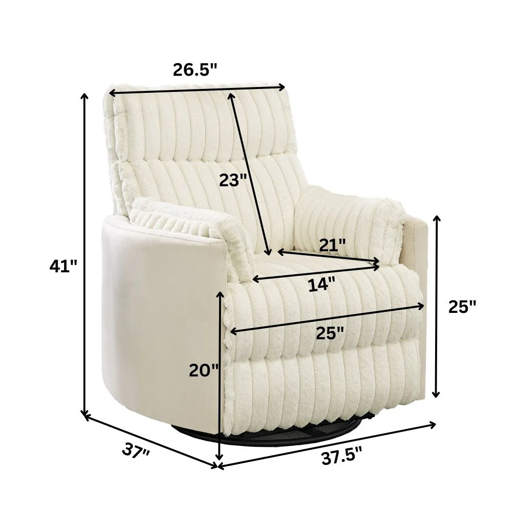 Swivel Recliner Chair with 360�� Rotation and Manual Recline - Wide Plush Seat, Pillow-Top Arms, Pocket/Sinuous Springs