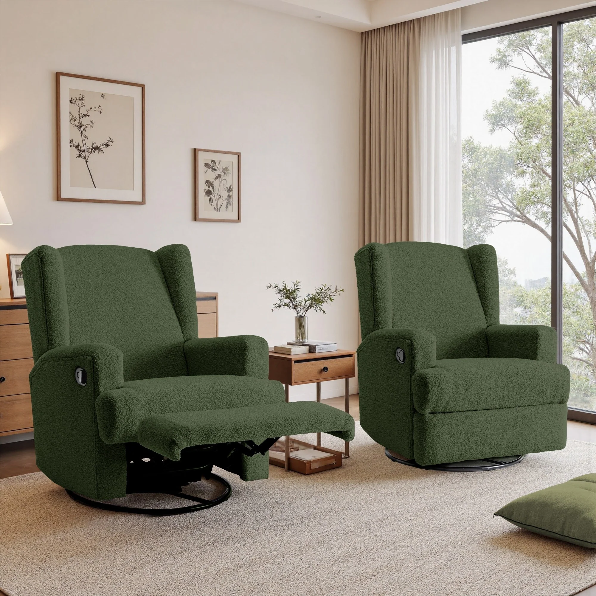 31'' W Manual Glider Swivel Glider Rocker Recliner Nursery Set of 2