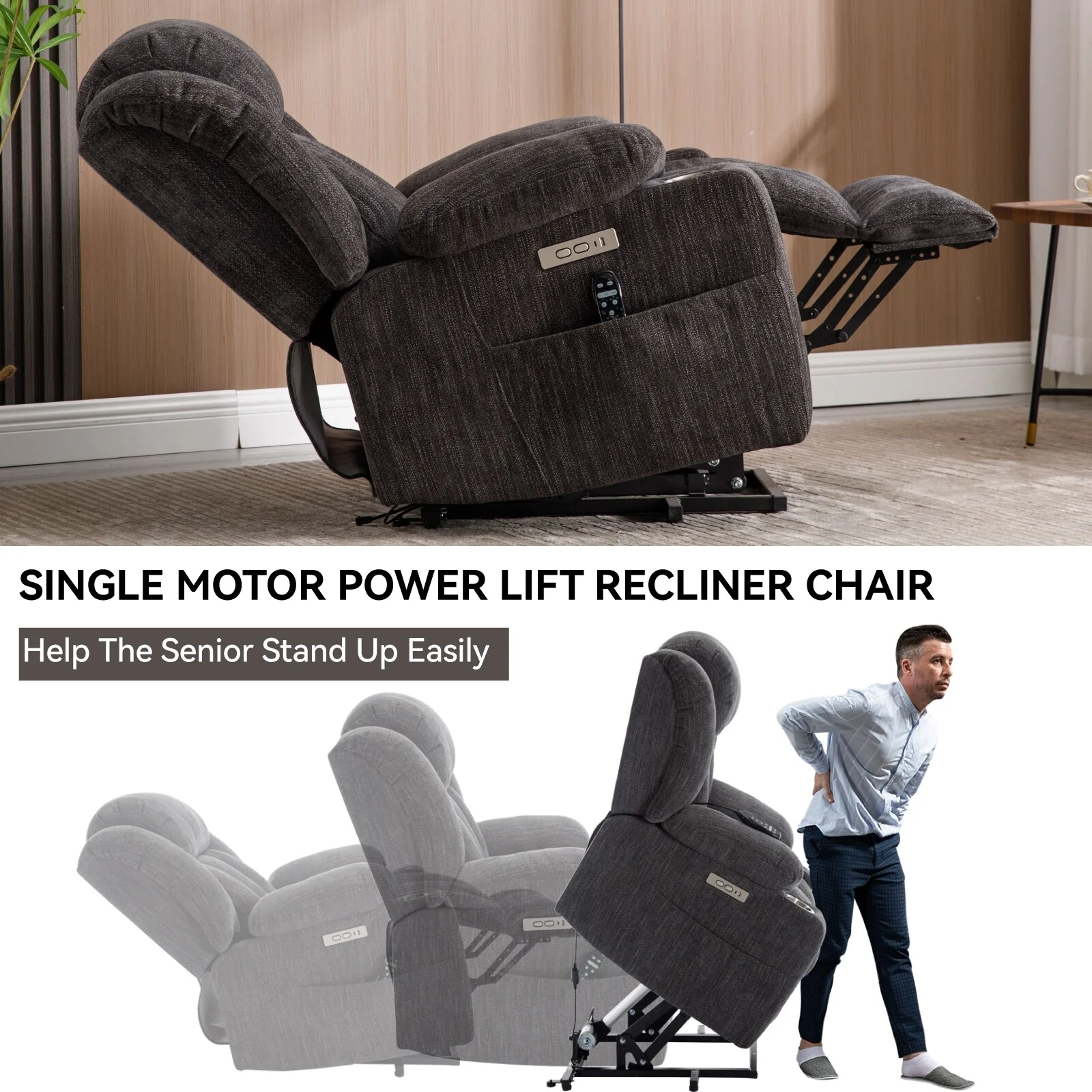 Chenille Power Lift Recliner Chair
