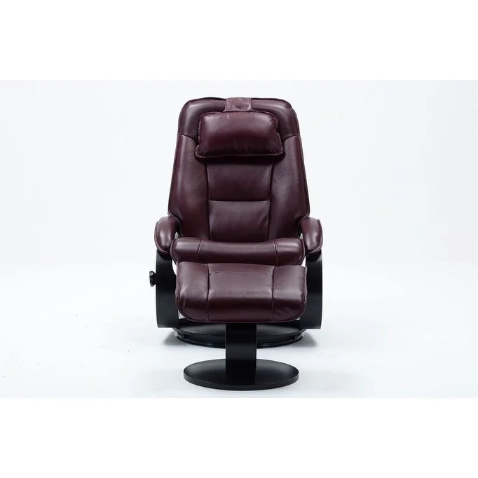 Top-grain Leather Swivel Recliner with Ottoman