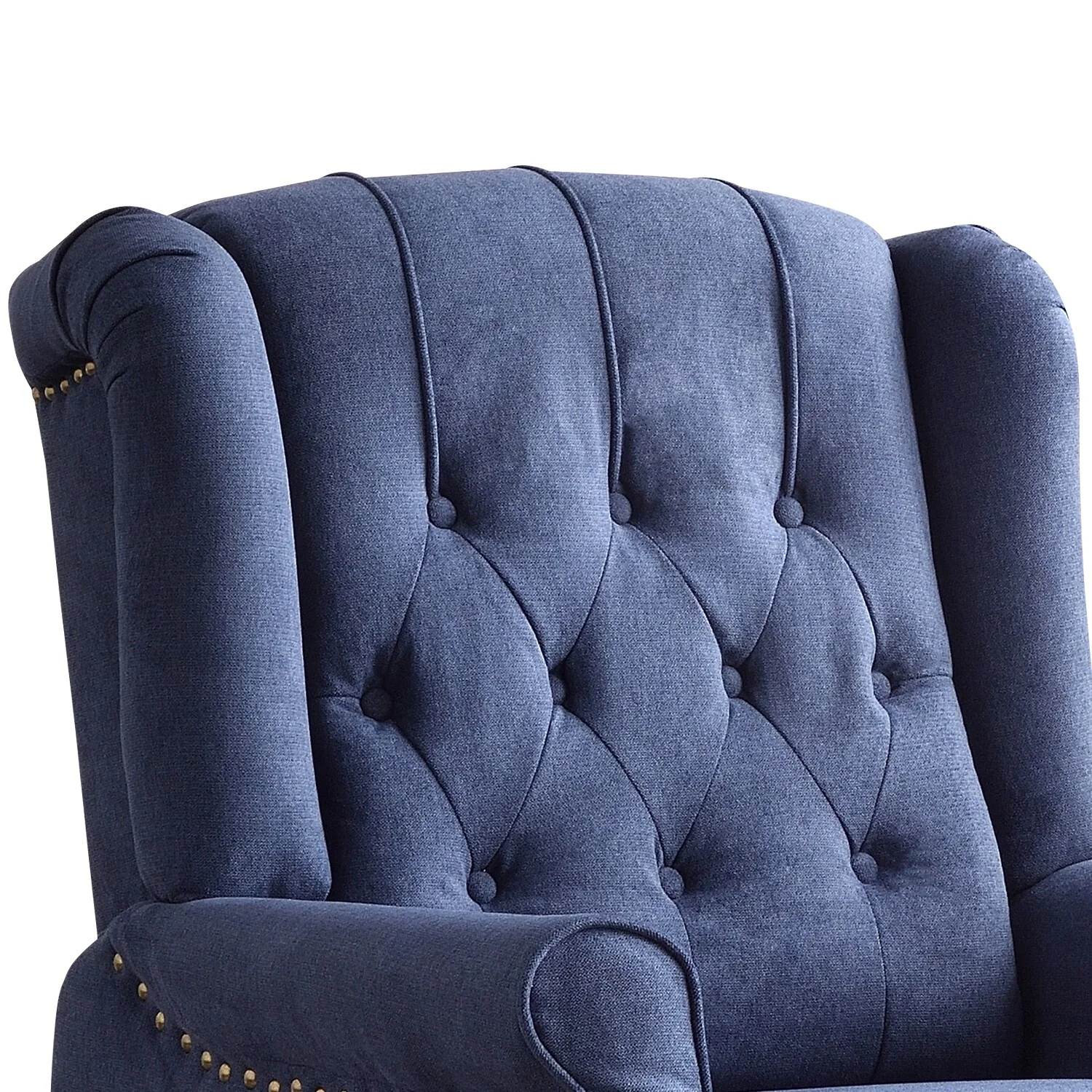 Push Back Recliner with Tufted Back and Wooden Legs
