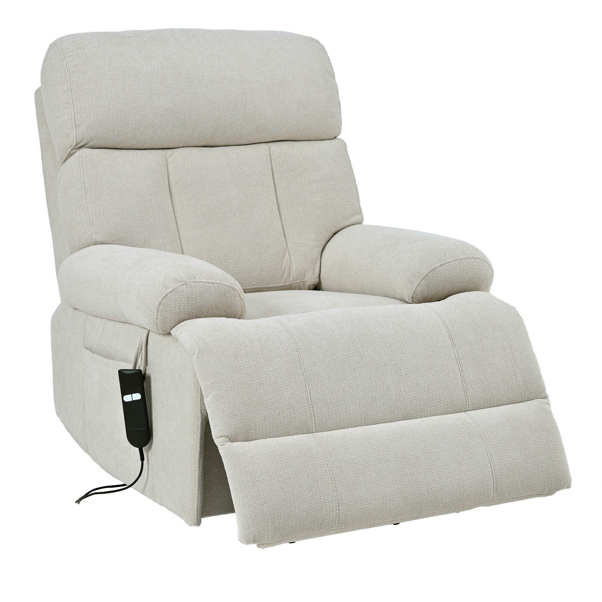 Flannel Power Lift Recliner with Side Pocket