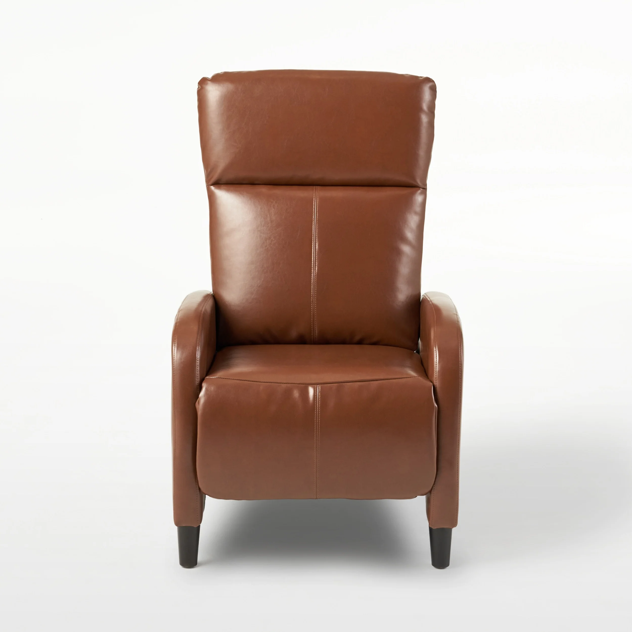 Roomfitters 33.5 Wide Faux Leather Push Back Standard Recliner, Brown