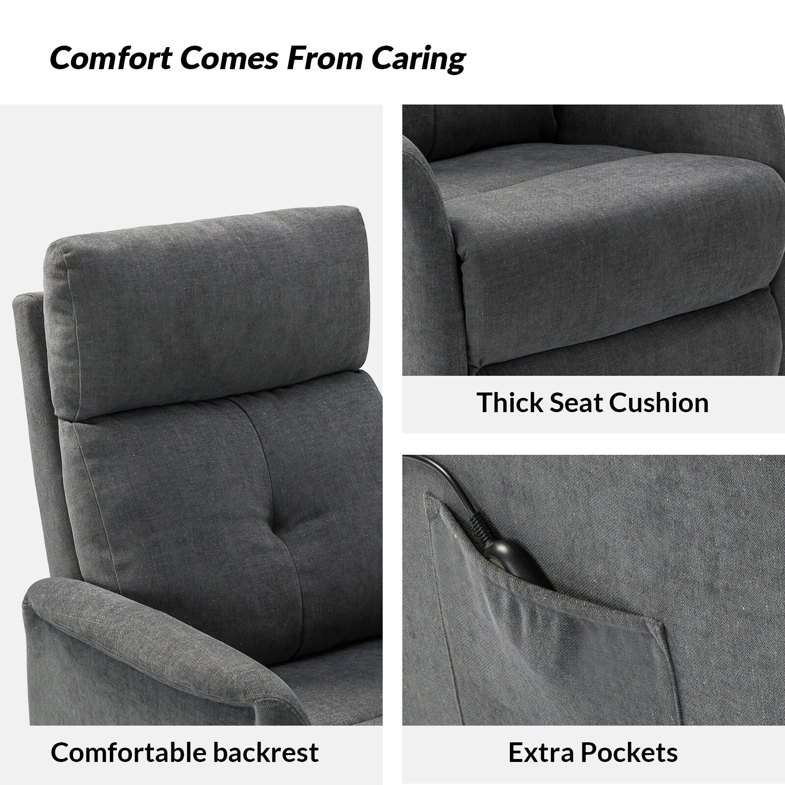 Elisa Power Remote Lift Assist Recliner with Metal Base