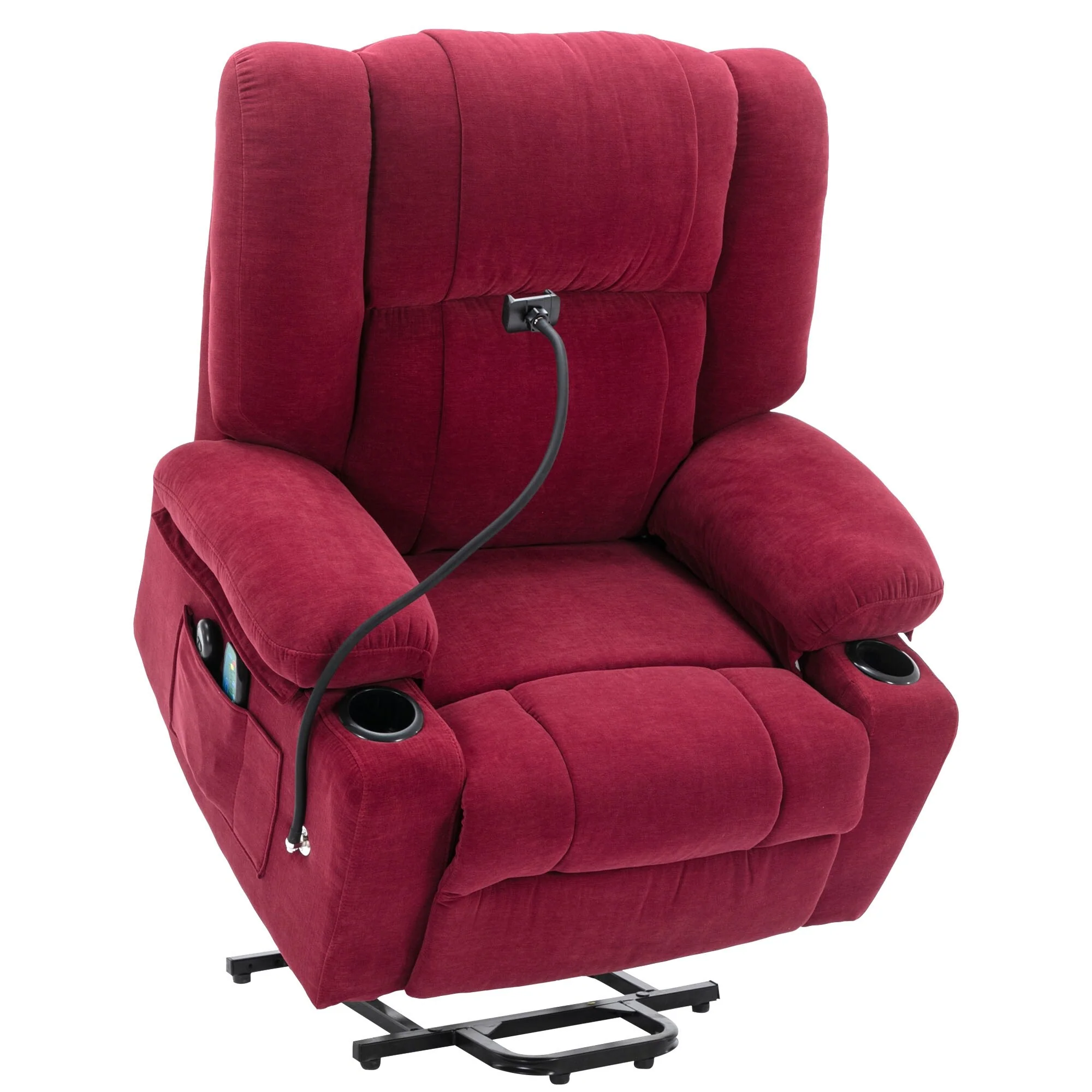 Electric Lift Recliner with Massage, Heating, Cup Holders & 360�� Swivel Phone Stand, Adjustable Recline